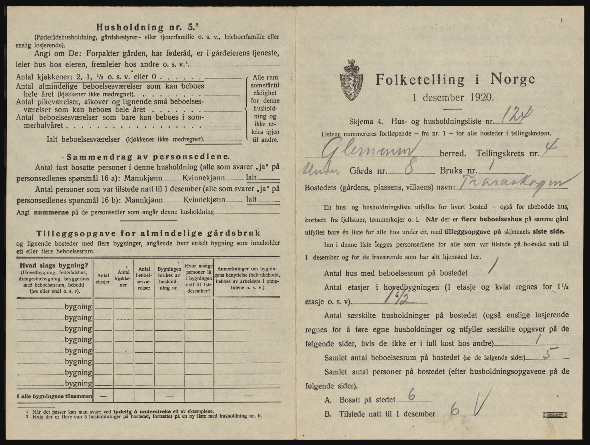 SAO, 1920 census for Glemmen, 1920, p. 1435