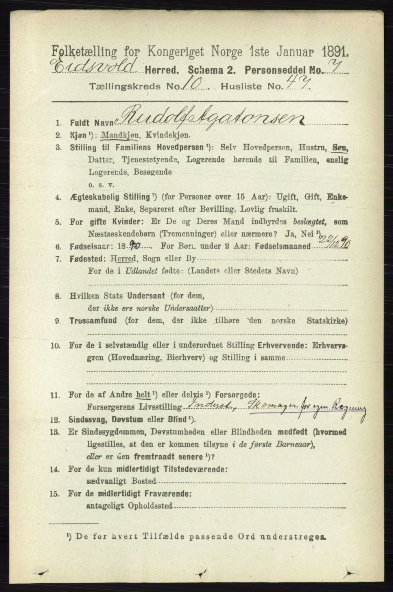 RA, 1891 census for 0237 Eidsvoll, 1891, p. 7129