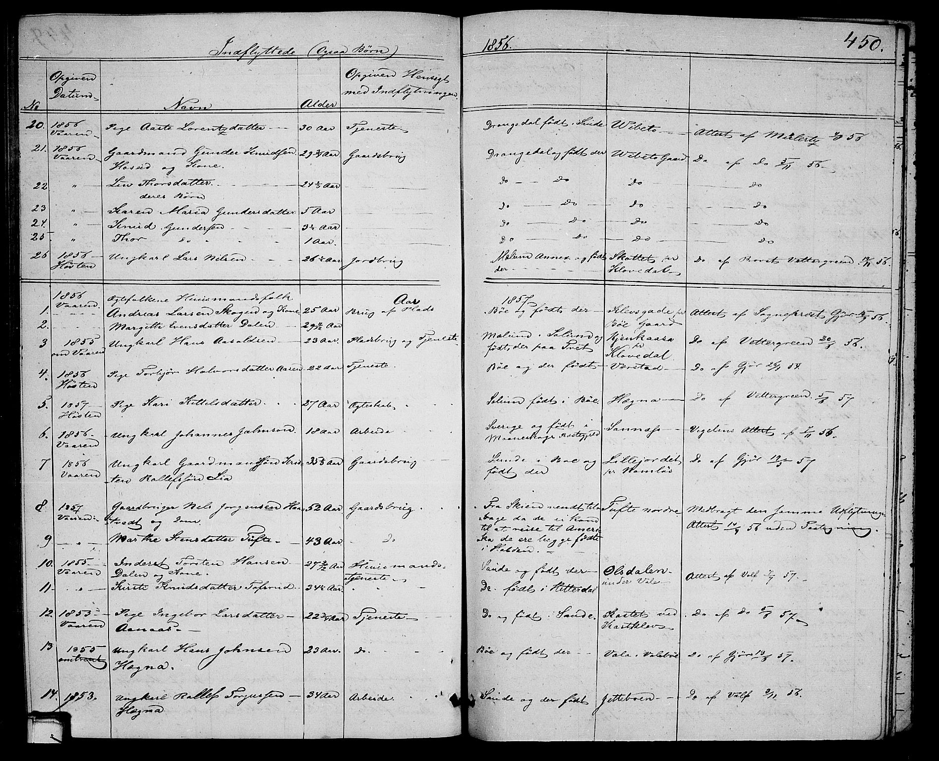 Holla kirkebøker, SAKO/A-272/G/Ga/L0003: Parish register (copy) no. I 3, 1849-1866, p. 450