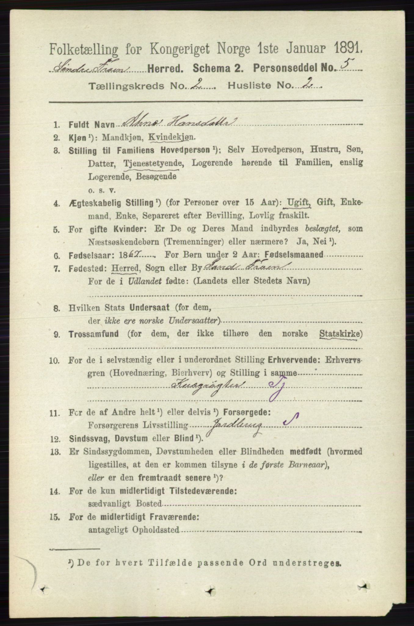 RA, 1891 census for 0519 Sør-Fron, 1891, p. 570