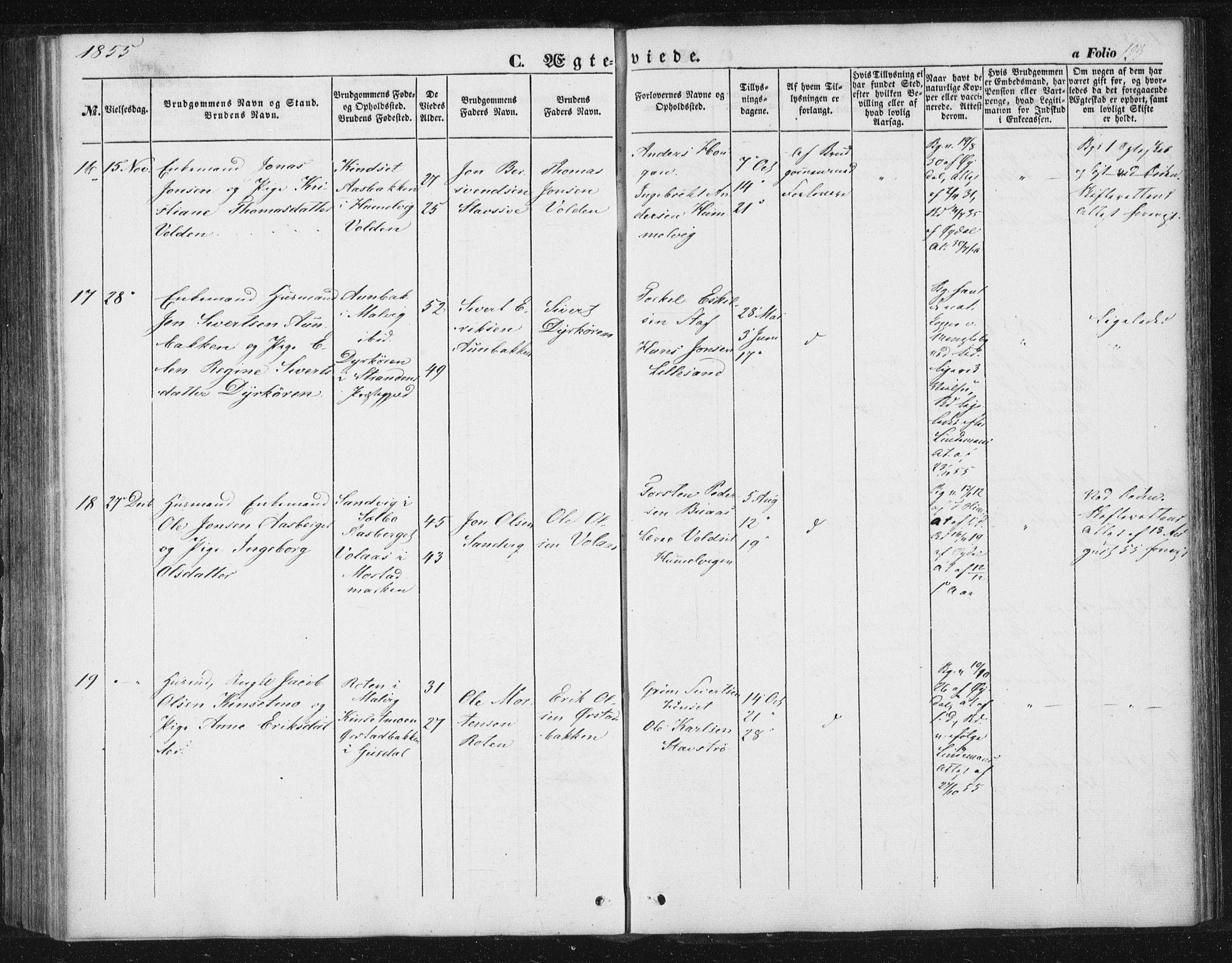 Ministerialprotokoller, klokkerbøker og fødselsregistre - Sør-Trøndelag, SAT/A-1456/616/L0407: Parish register (official) no. 616A04, 1848-1856, p. 123