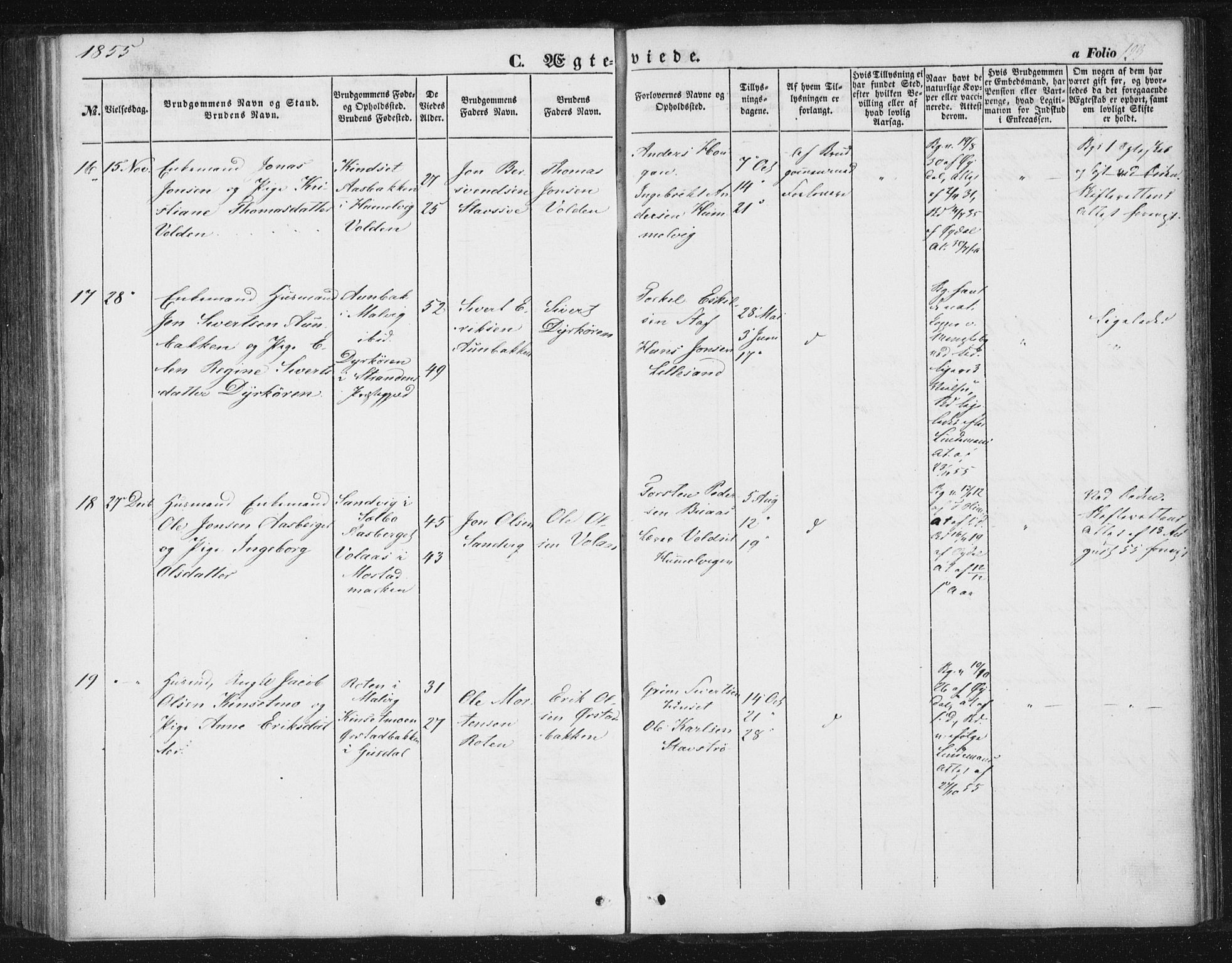 Ministerialprotokoller, klokkerbøker og fødselsregistre - Sør-Trøndelag, AV/SAT-A-1456/616/L0407: Parish register (official) no. 616A04, 1848-1856, p. 123