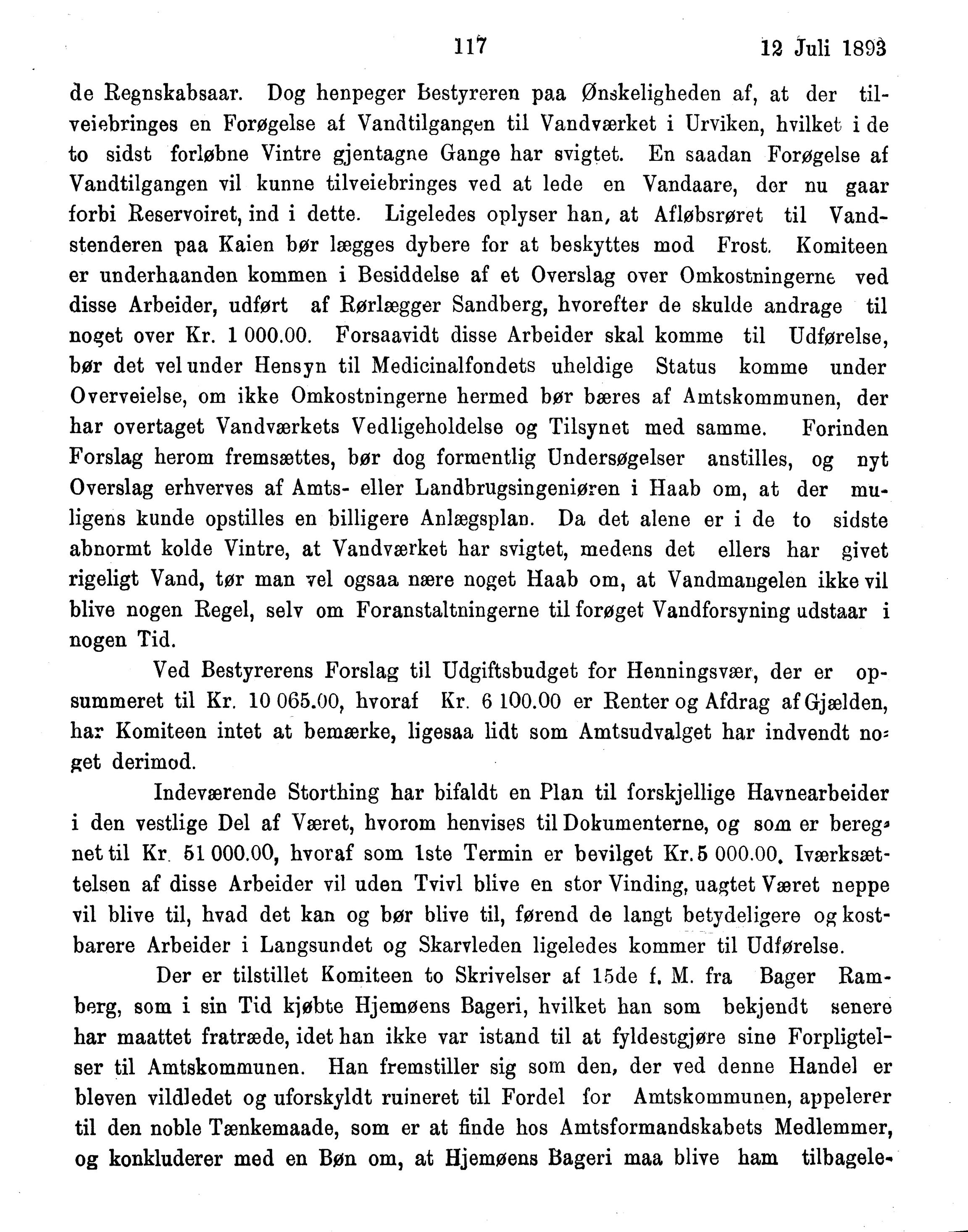 Nordland Fylkeskommune. Fylkestinget, AIN/NFK-17/176/A/Ac/L0016: Fylkestingsforhandlinger 1891-1893, 1891-1893