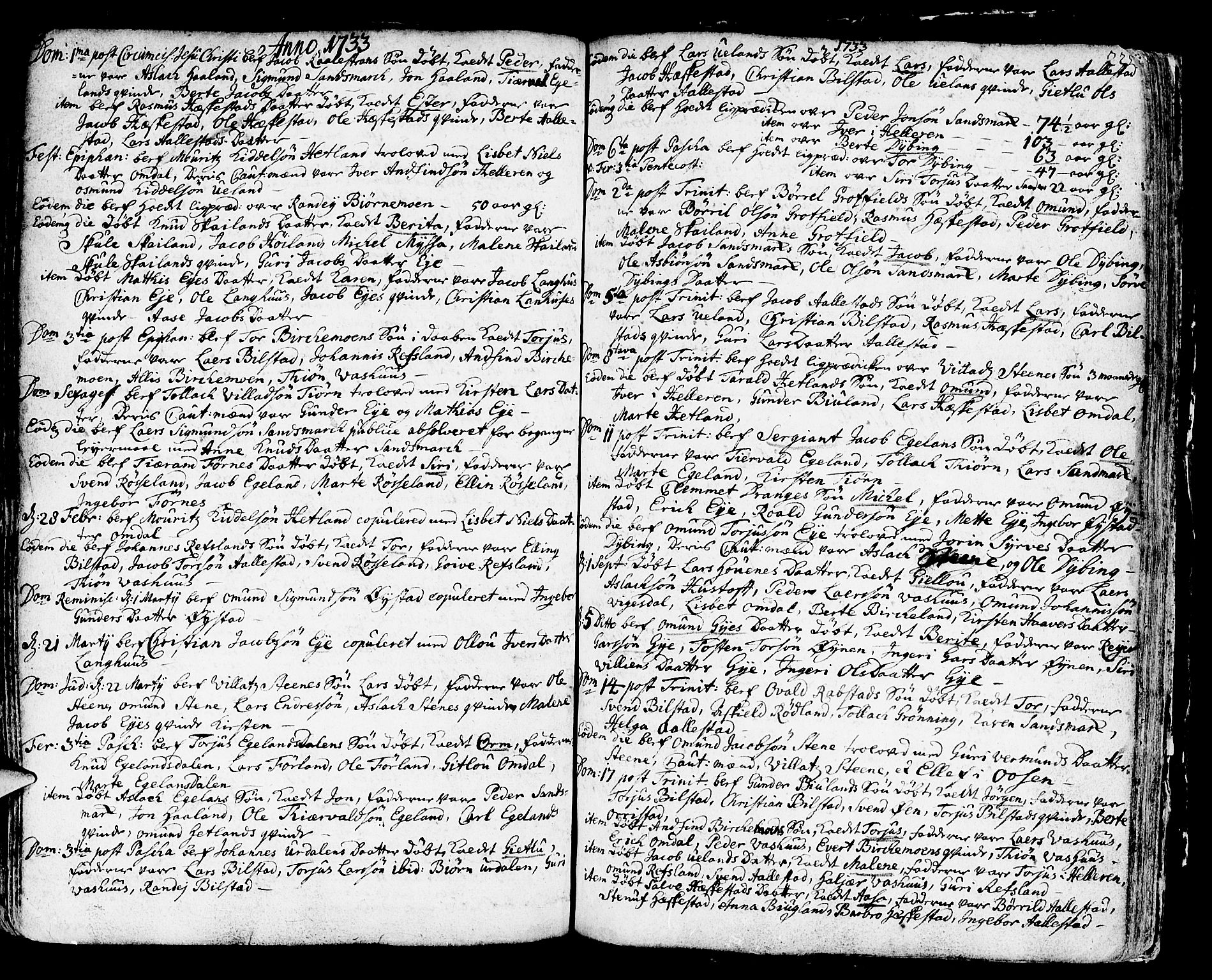 Helleland sokneprestkontor, SAST/A-101810: Parish register (official) no. A 1 /3, 1713-1761, p. 225