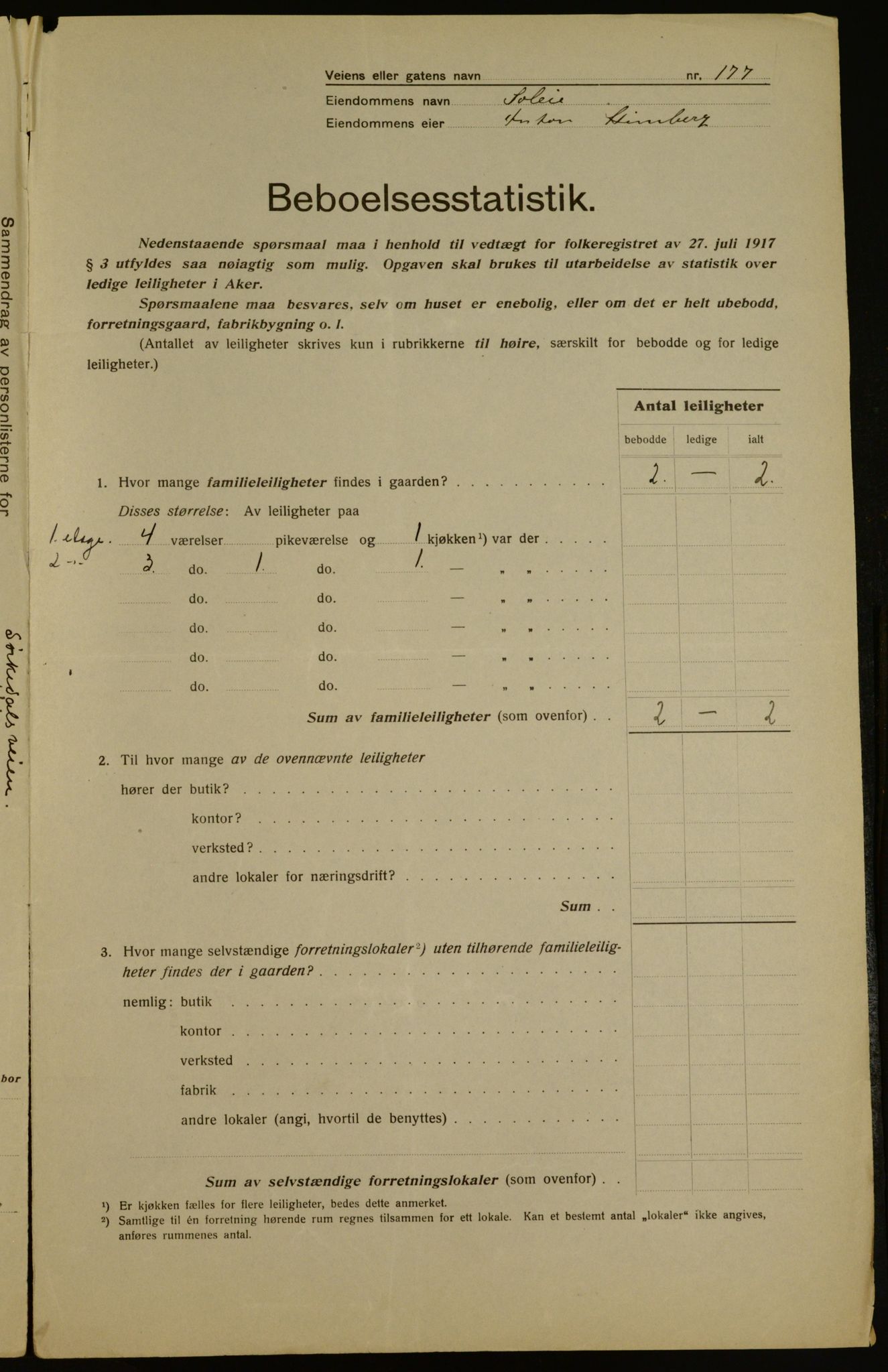 OBA, Municipal Census 1917 for Aker, 1917, p. 43