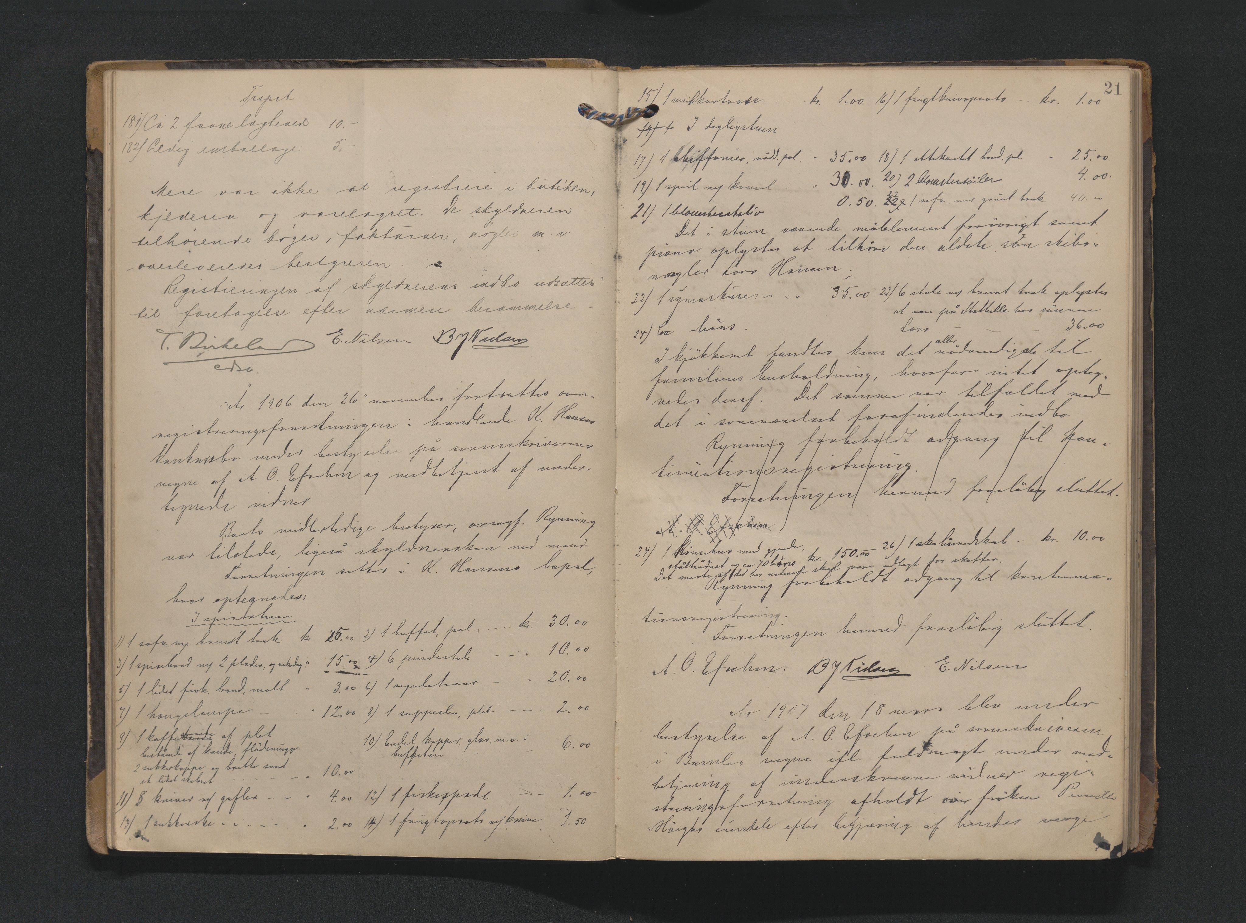 Bamble sorenskriveri, AV/SAKO-A-214/H/Hb/Hbb/Hbbe/L0001: Skifteregisreringsprotokoll, 1903-1929, p. 20b-21a