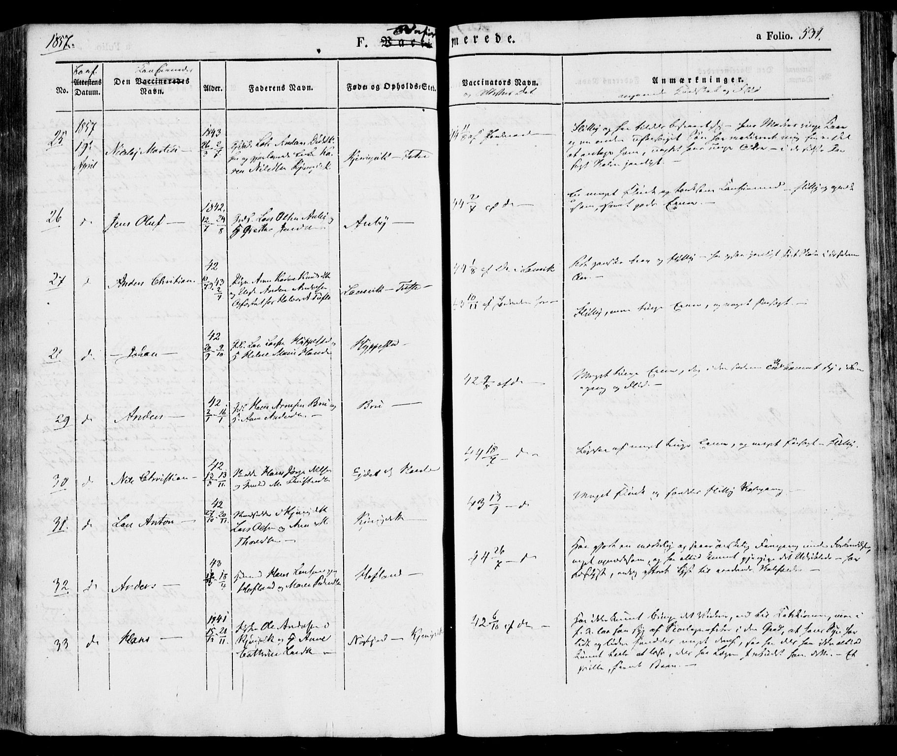 Tjølling kirkebøker, AV/SAKO-A-60/F/Fa/L0006: Parish register (official) no. 6, 1835-1859, p. 531