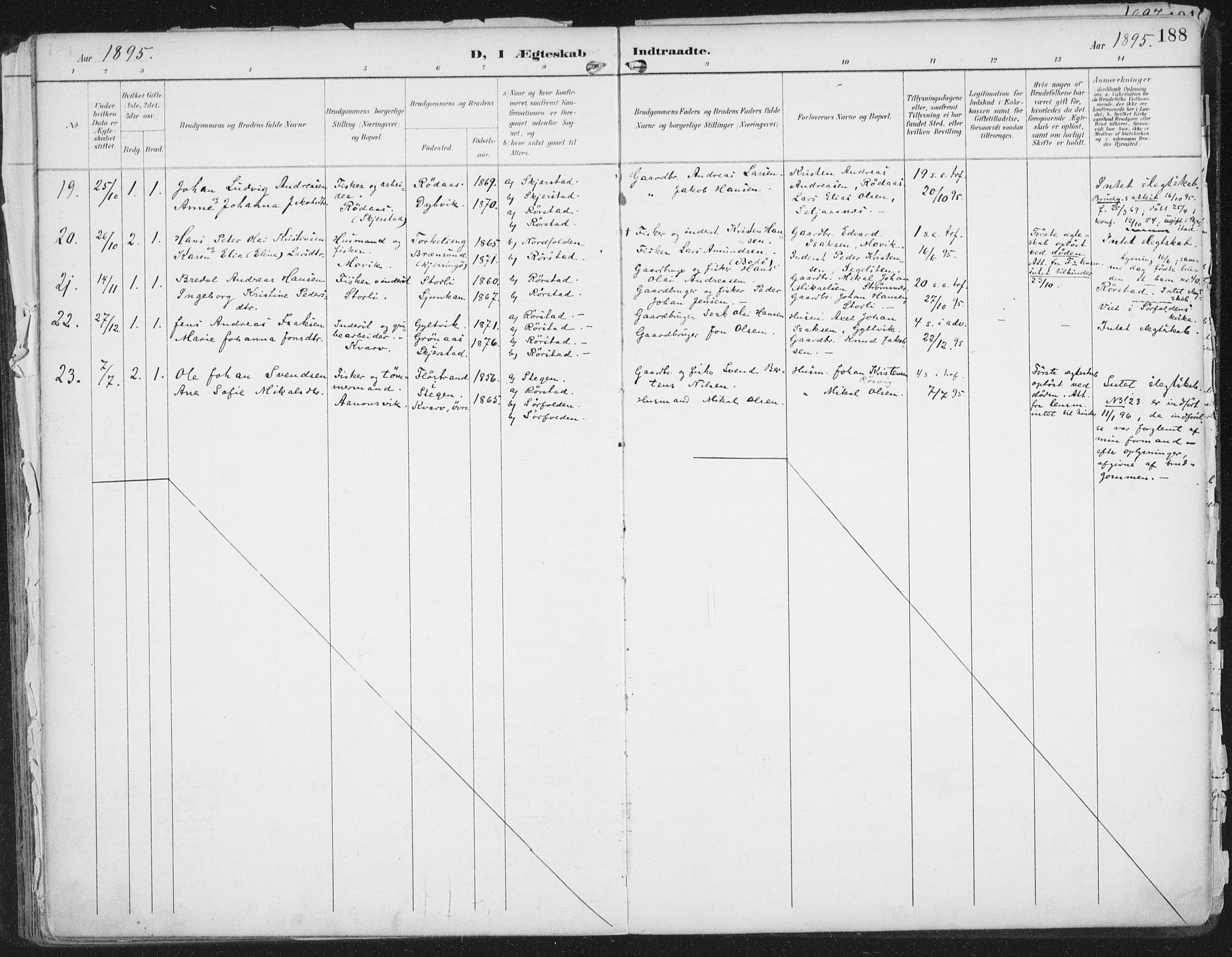 Ministerialprotokoller, klokkerbøker og fødselsregistre - Nordland, AV/SAT-A-1459/854/L0779: Parish register (official) no. 854A02, 1892-1909, p. 188