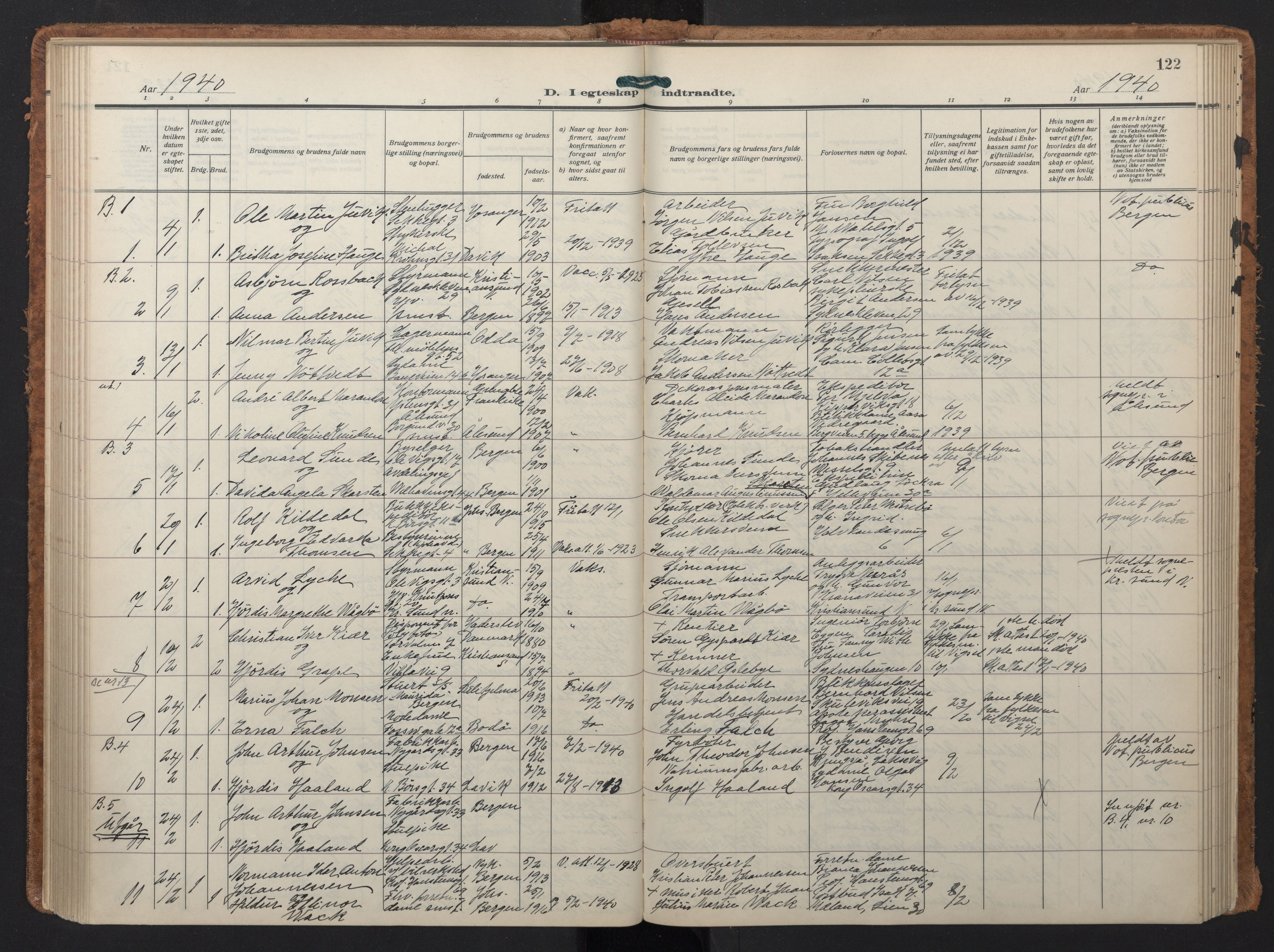 Johanneskirken sokneprestembete, SAB/A-76001/H/Hab: Parish register (copy) no. C 3, 1929-1949, p. 121b-122a