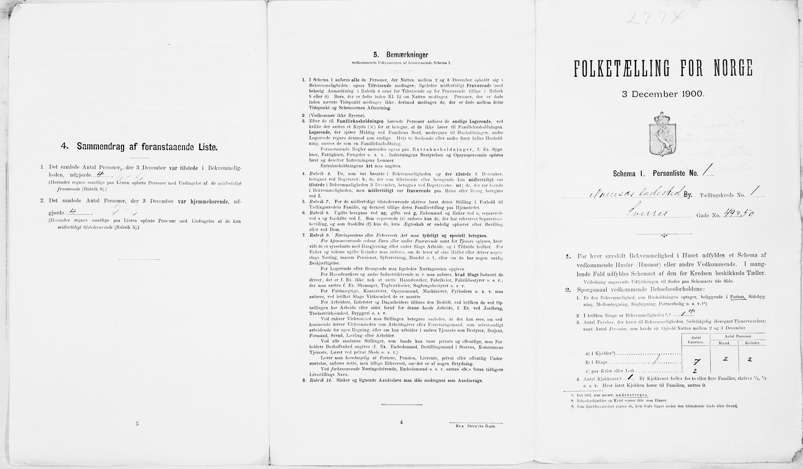 SAT, 1900 census for Namsos, 1900, p. 15