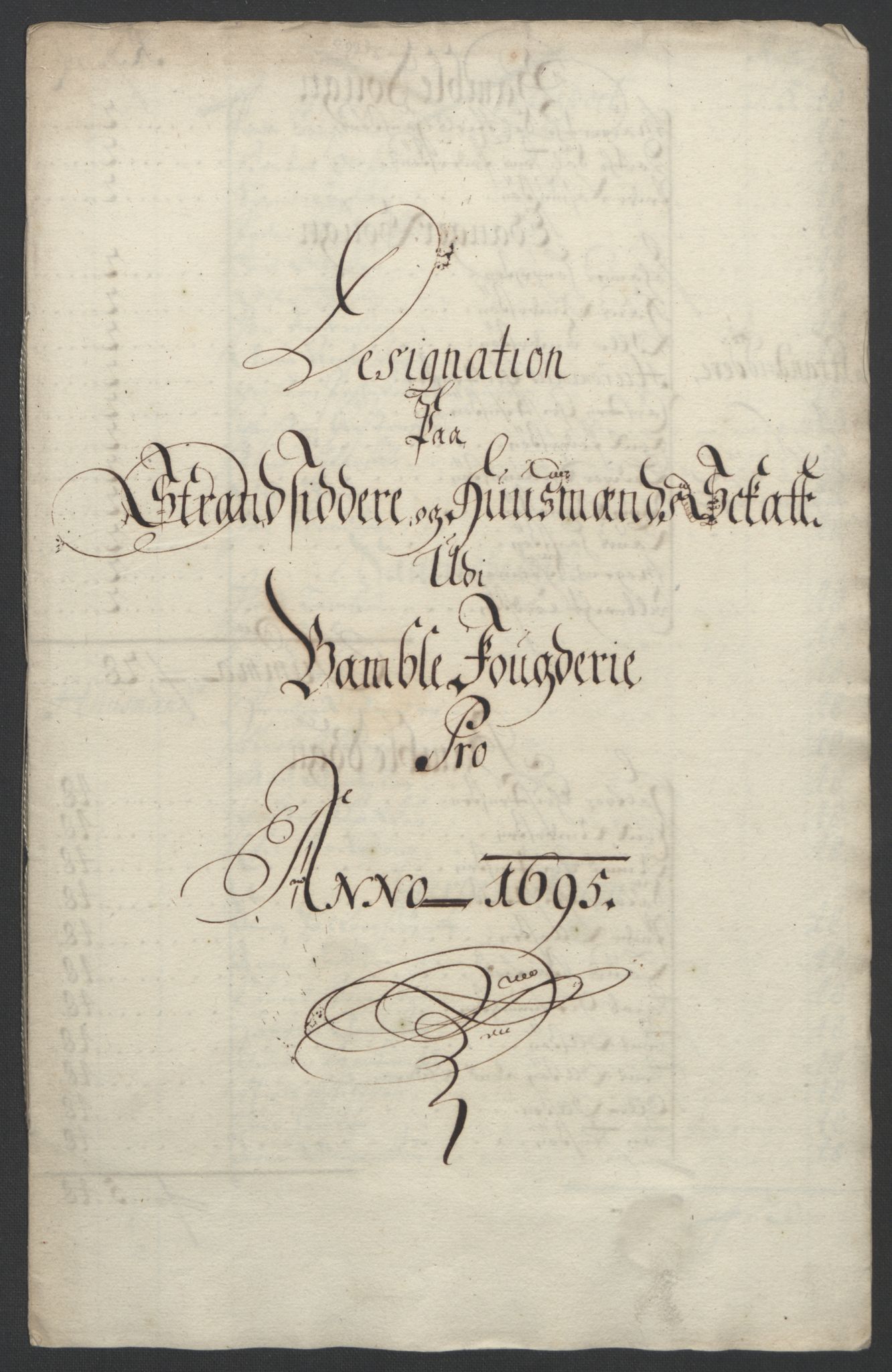 Rentekammeret inntil 1814, Reviderte regnskaper, Fogderegnskap, RA/EA-4092/R36/L2093: Fogderegnskap Øvre og Nedre Telemark og Bamble, 1695, p. 448