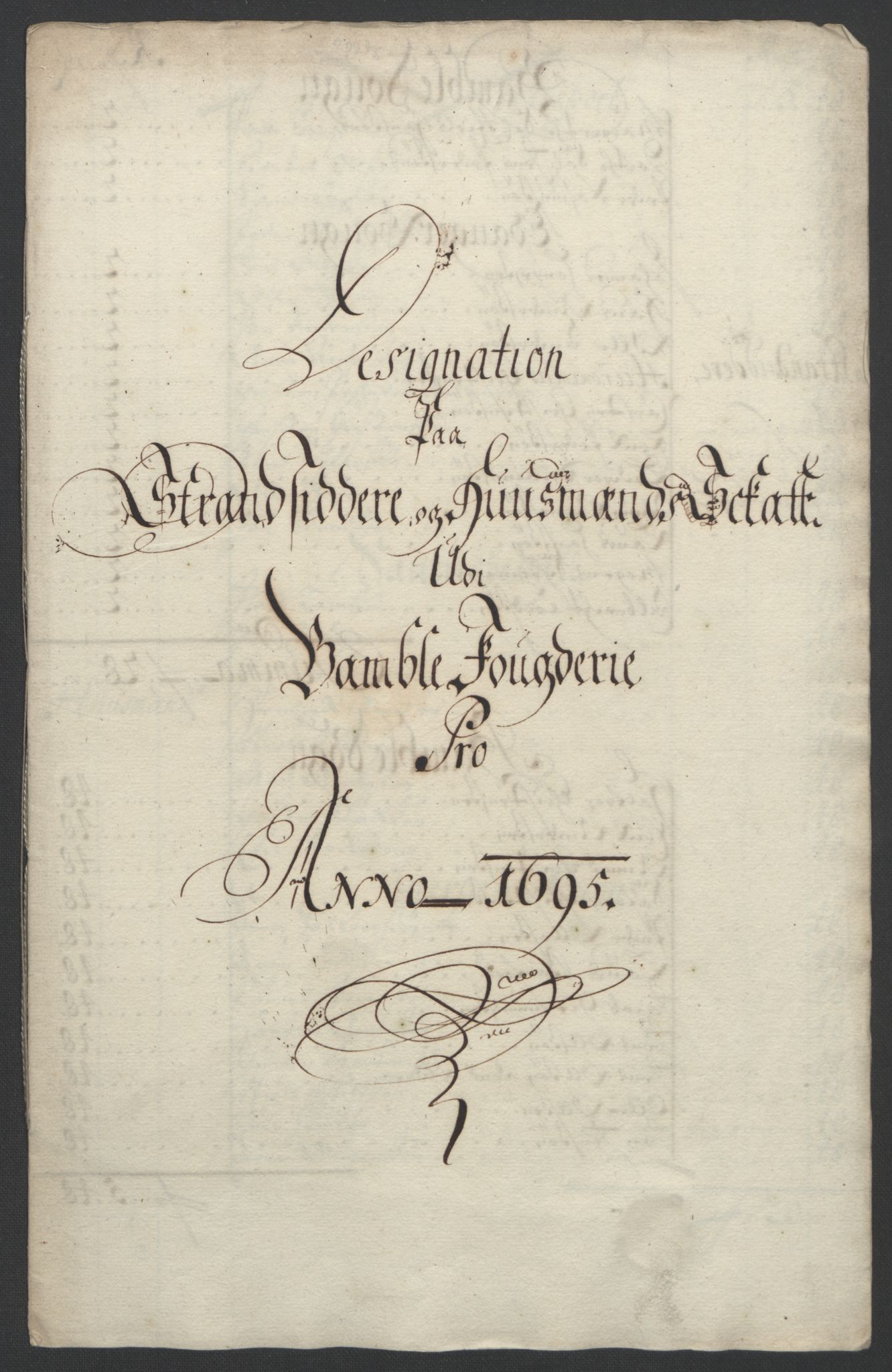 Rentekammeret inntil 1814, Reviderte regnskaper, Fogderegnskap, AV/RA-EA-4092/R36/L2093: Fogderegnskap Øvre og Nedre Telemark og Bamble, 1695, p. 448