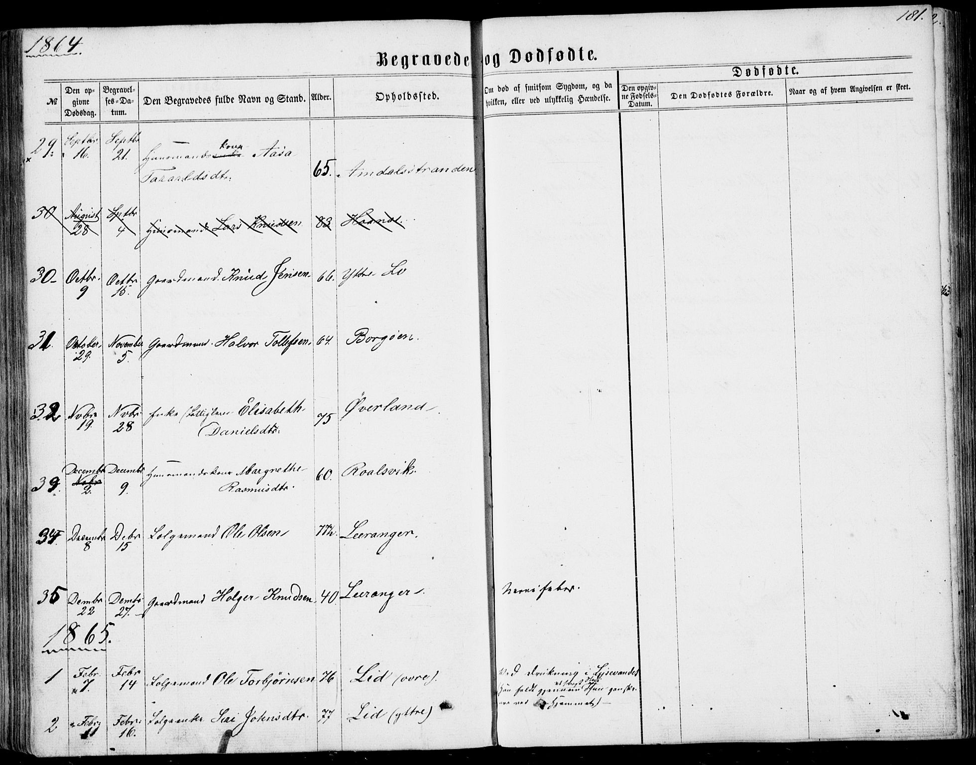 Nedstrand sokneprestkontor, AV/SAST-A-101841/01/IV: Parish register (official) no. A 9, 1861-1876, p. 181