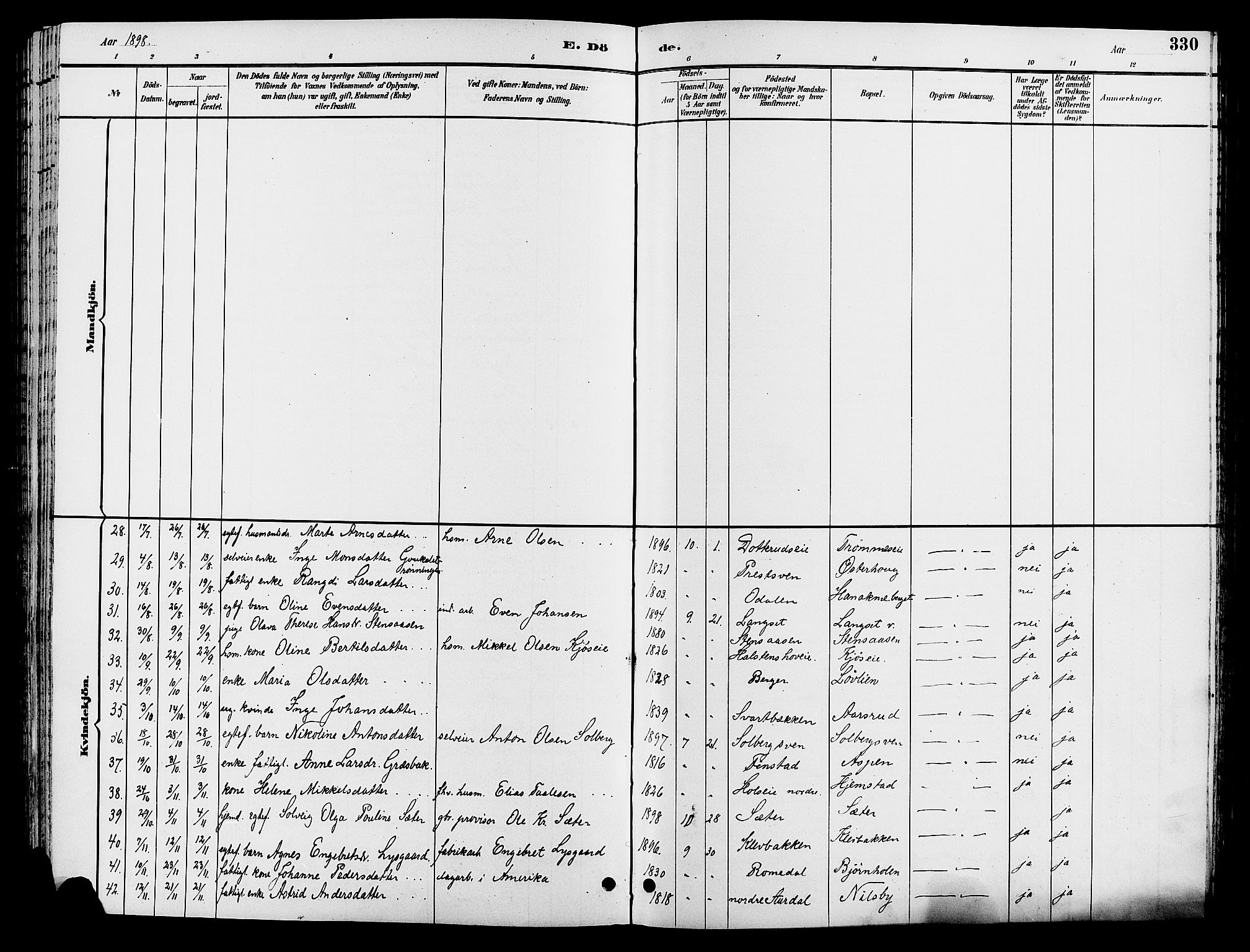 Løten prestekontor, SAH/PREST-022/L/La/L0006: Parish register (copy) no. 6, 1892-1909, p. 330