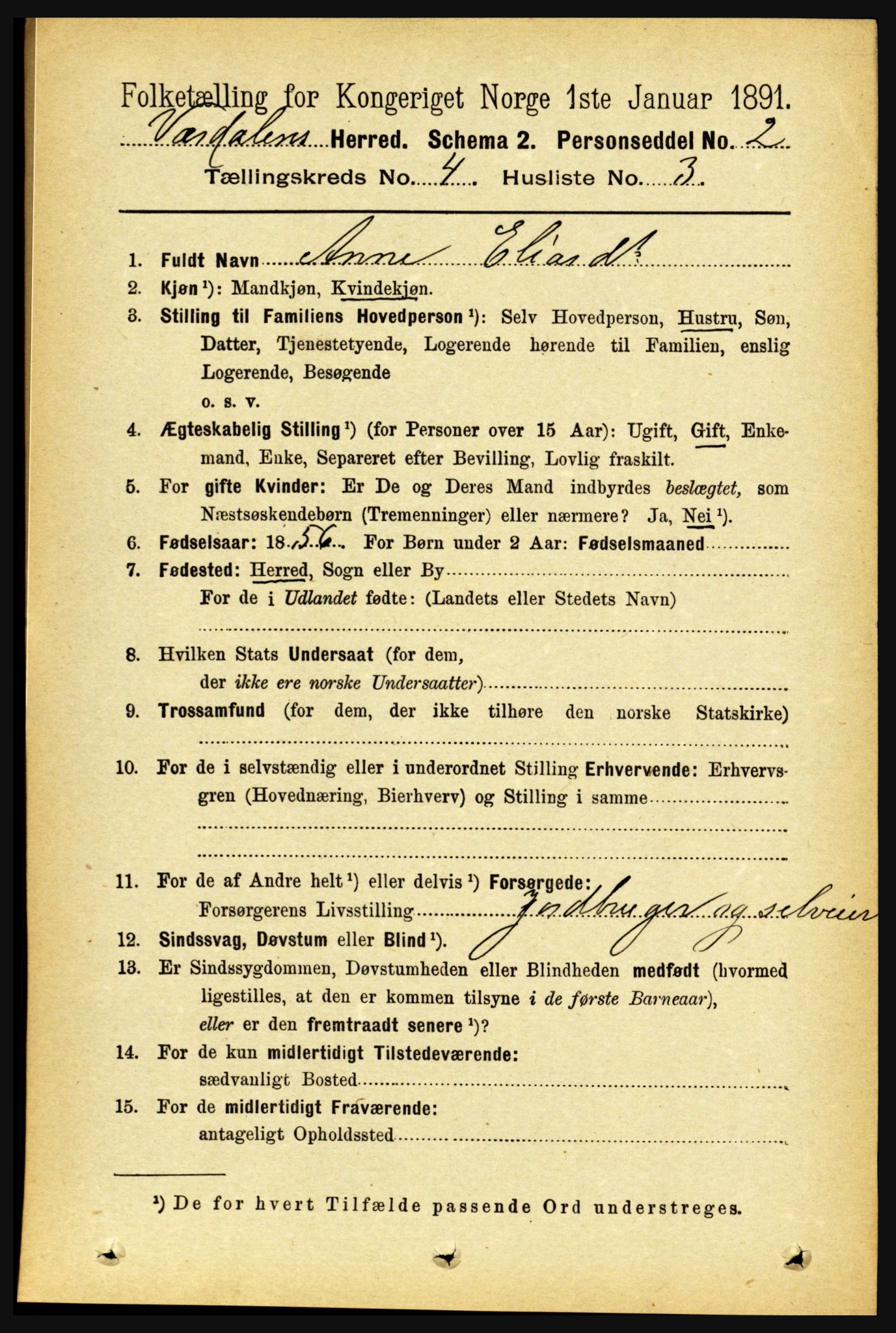 RA, 1891 census for 1721 Verdal, 1891, p. 2490