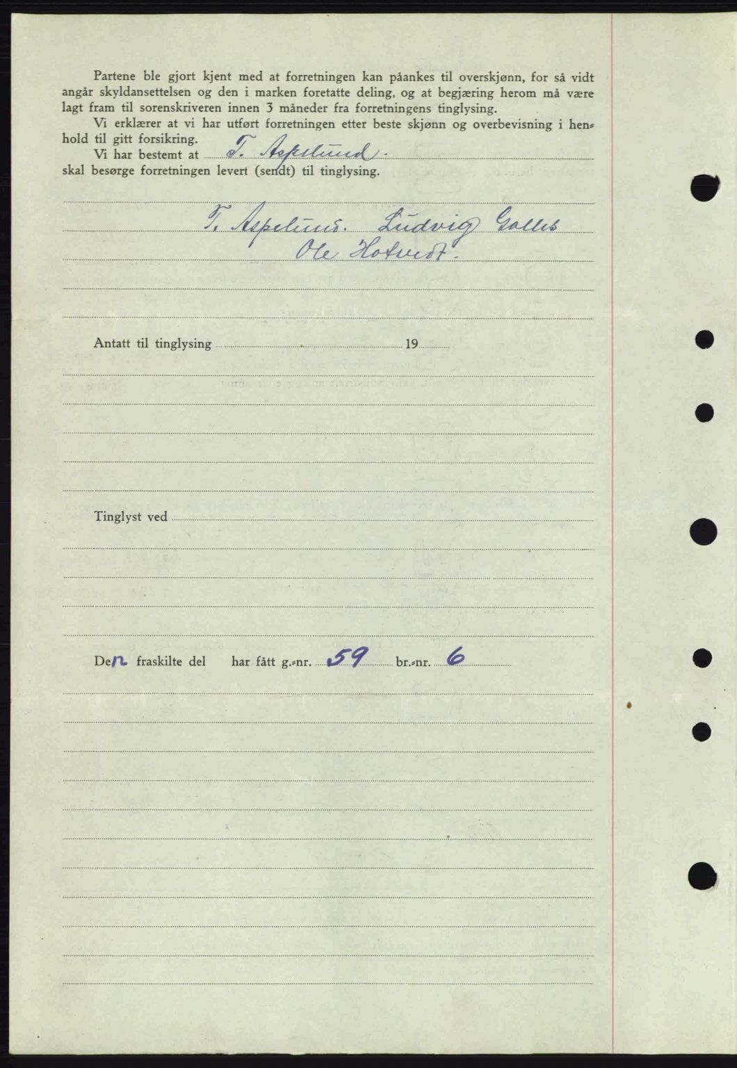 Jarlsberg sorenskriveri, SAKO/A-131/G/Ga/Gaa/L0016: Mortgage book no. A-16, 1944-1945, Diary no: : 38/1945