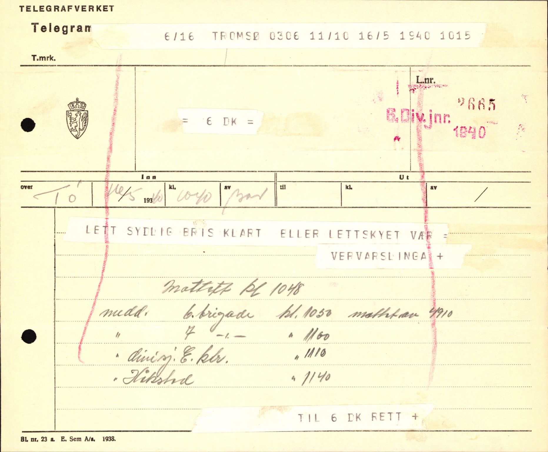 Forsvaret, Forsvarets krigshistoriske avdeling, AV/RA-RAFA-2017/Y/Yb/L0123: II-C-11-600  -  6. Divisjon med avdelinger, 1940, p. 660