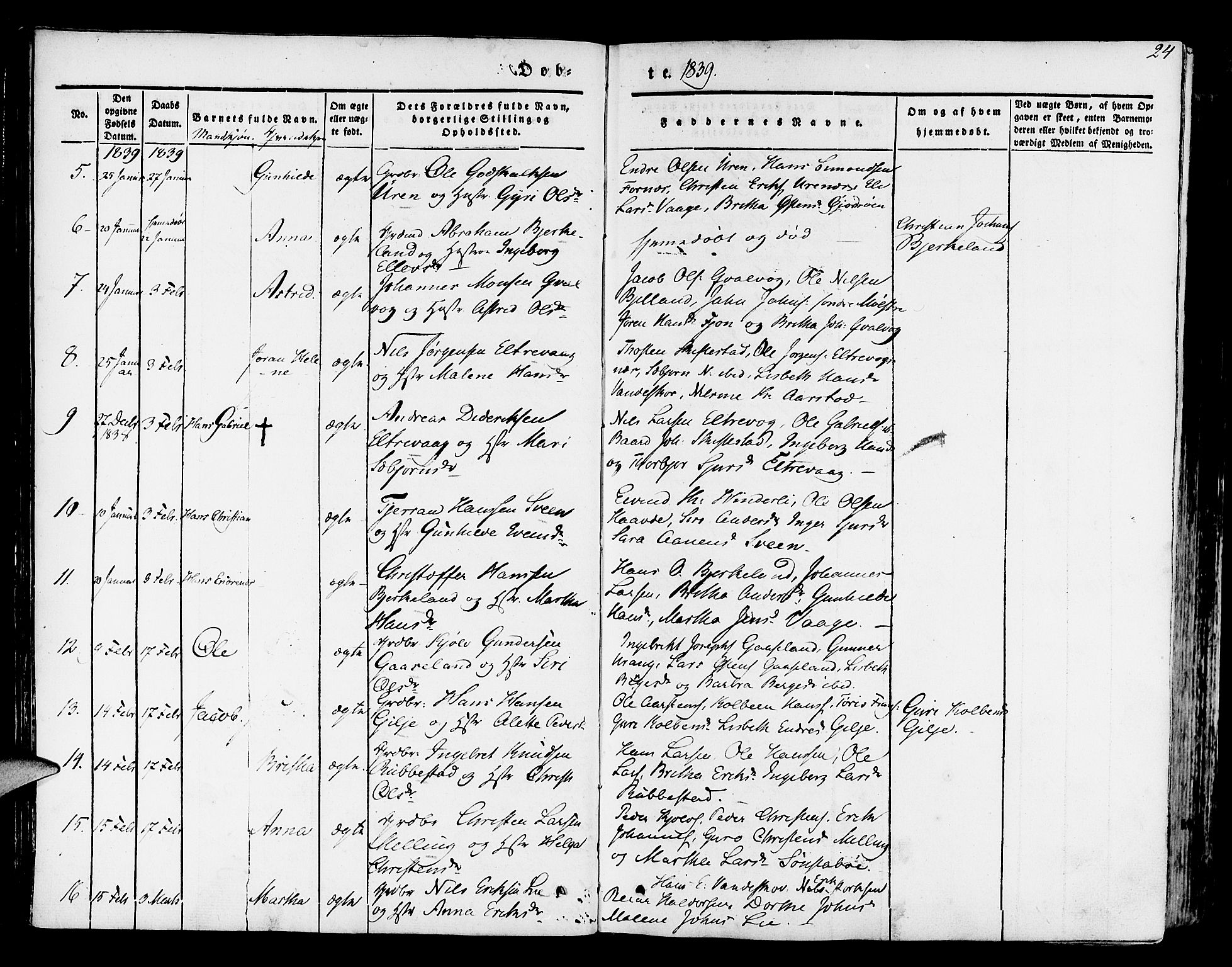 Finnås sokneprestembete, AV/SAB-A-99925/H/Ha/Haa/Haaa/L0006: Parish register (official) no. A 6, 1836-1850, p. 24