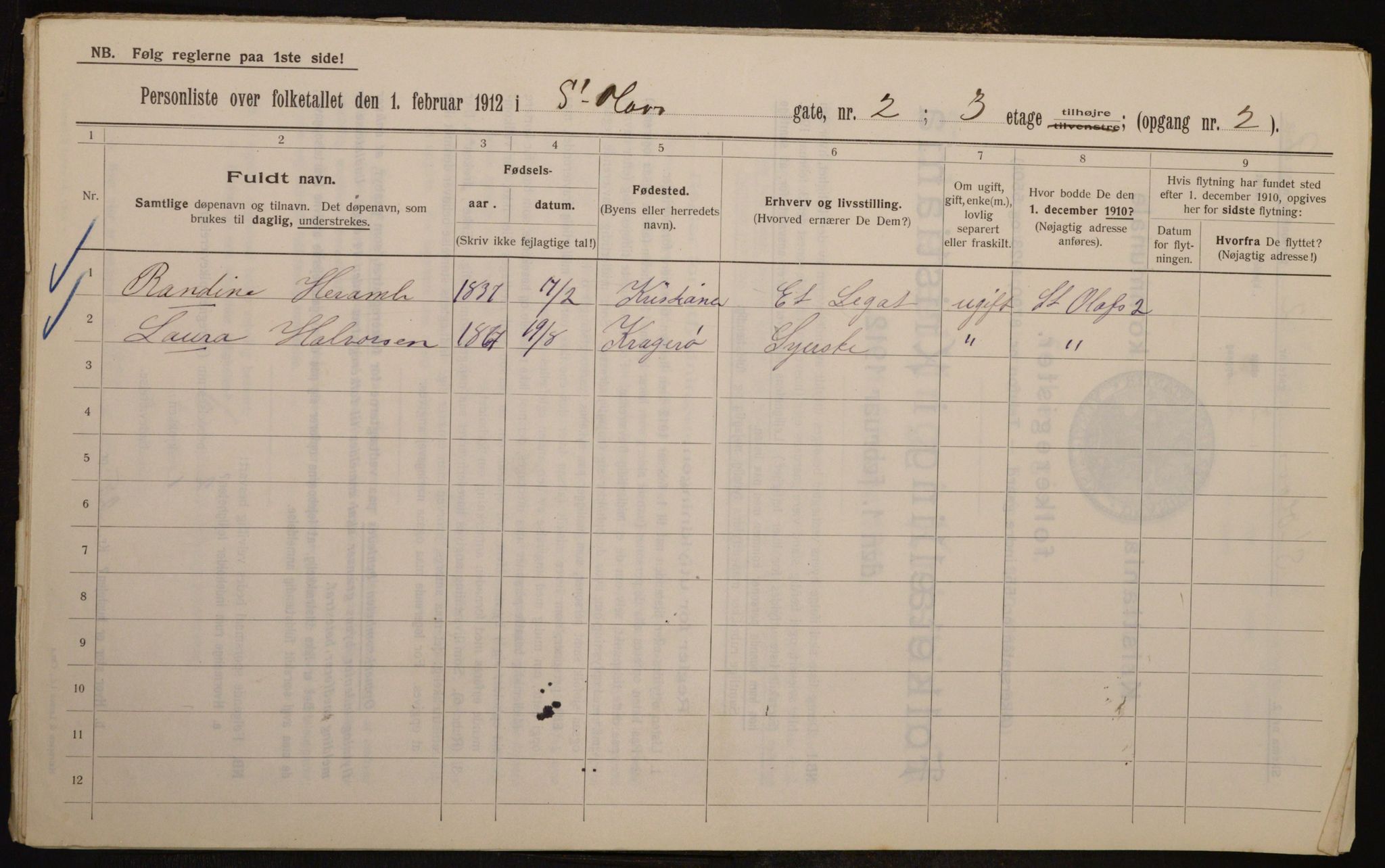 OBA, Municipal Census 1912 for Kristiania, 1912, p. 88204