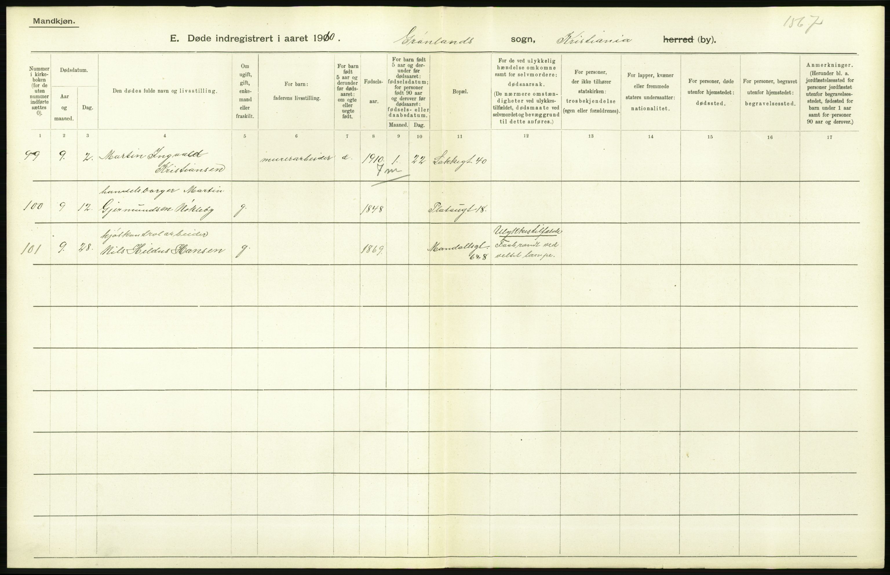 Statistisk sentralbyrå, Sosiodemografiske emner, Befolkning, RA/S-2228/D/Df/Dfa/Dfah/L0008: Kristiania: Døde, 1910, p. 560