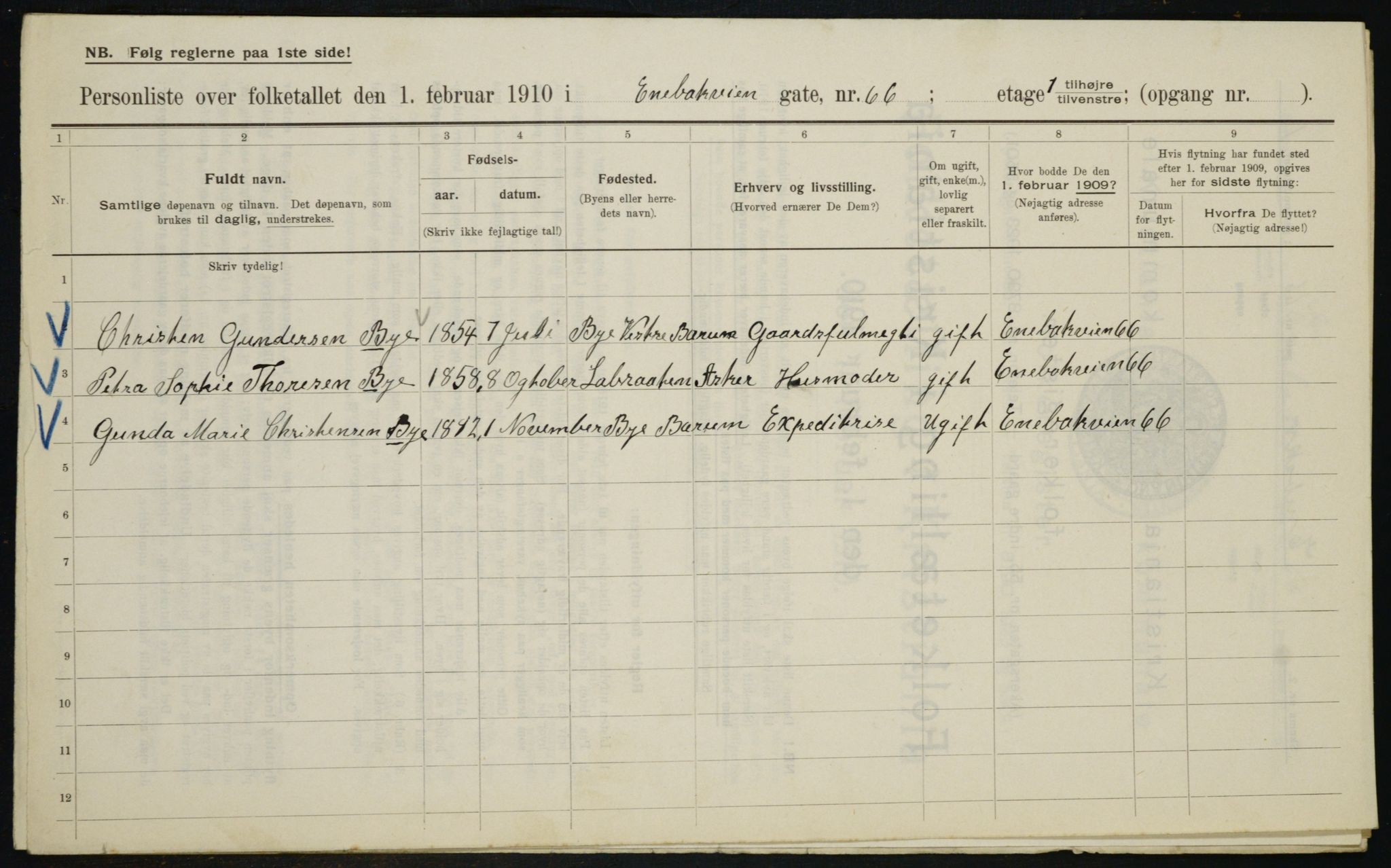 OBA, Municipal Census 1910 for Kristiania, 1910, p. 19674