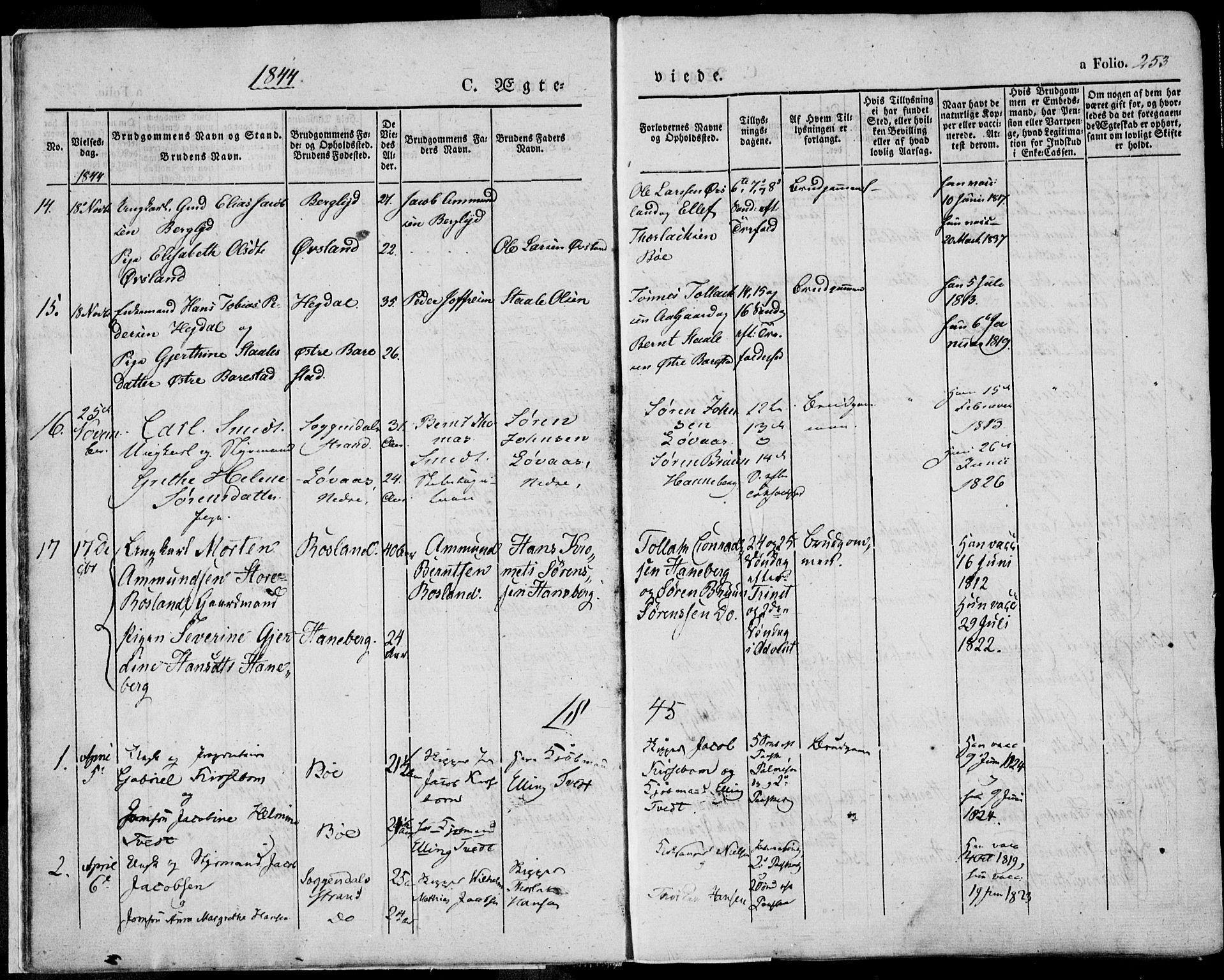 Sokndal sokneprestkontor, SAST/A-101808: Parish register (official) no. A 8.2, 1842-1857, p. 253