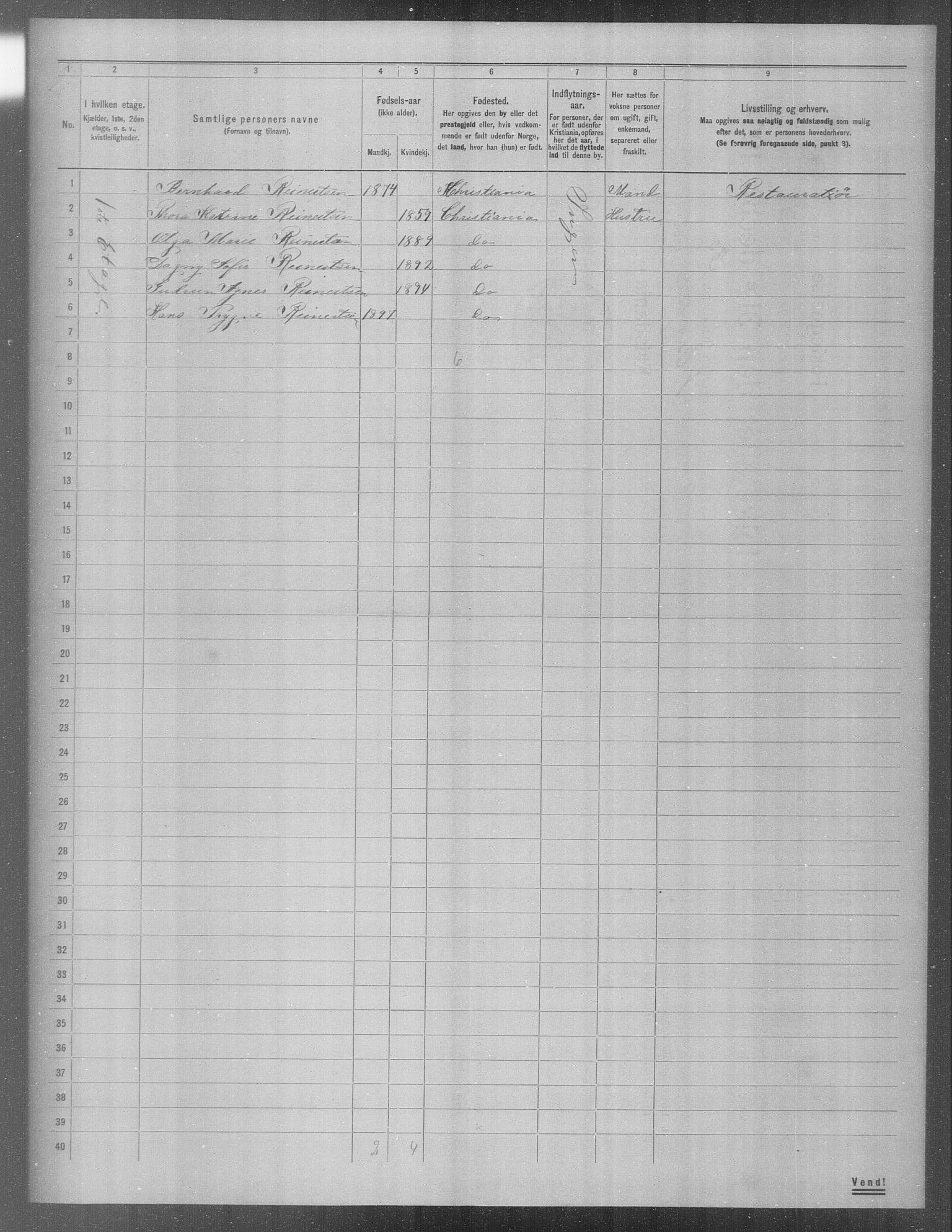 OBA, Municipal Census 1904 for Kristiania, 1904, p. 1251