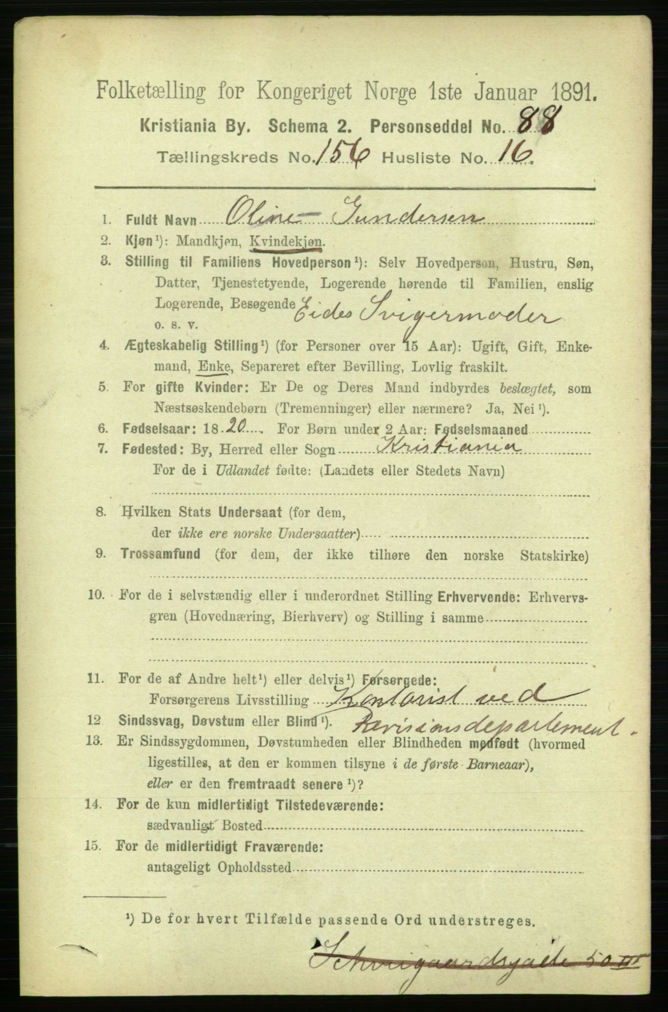 RA, 1891 census for 0301 Kristiania, 1891, p. 89170