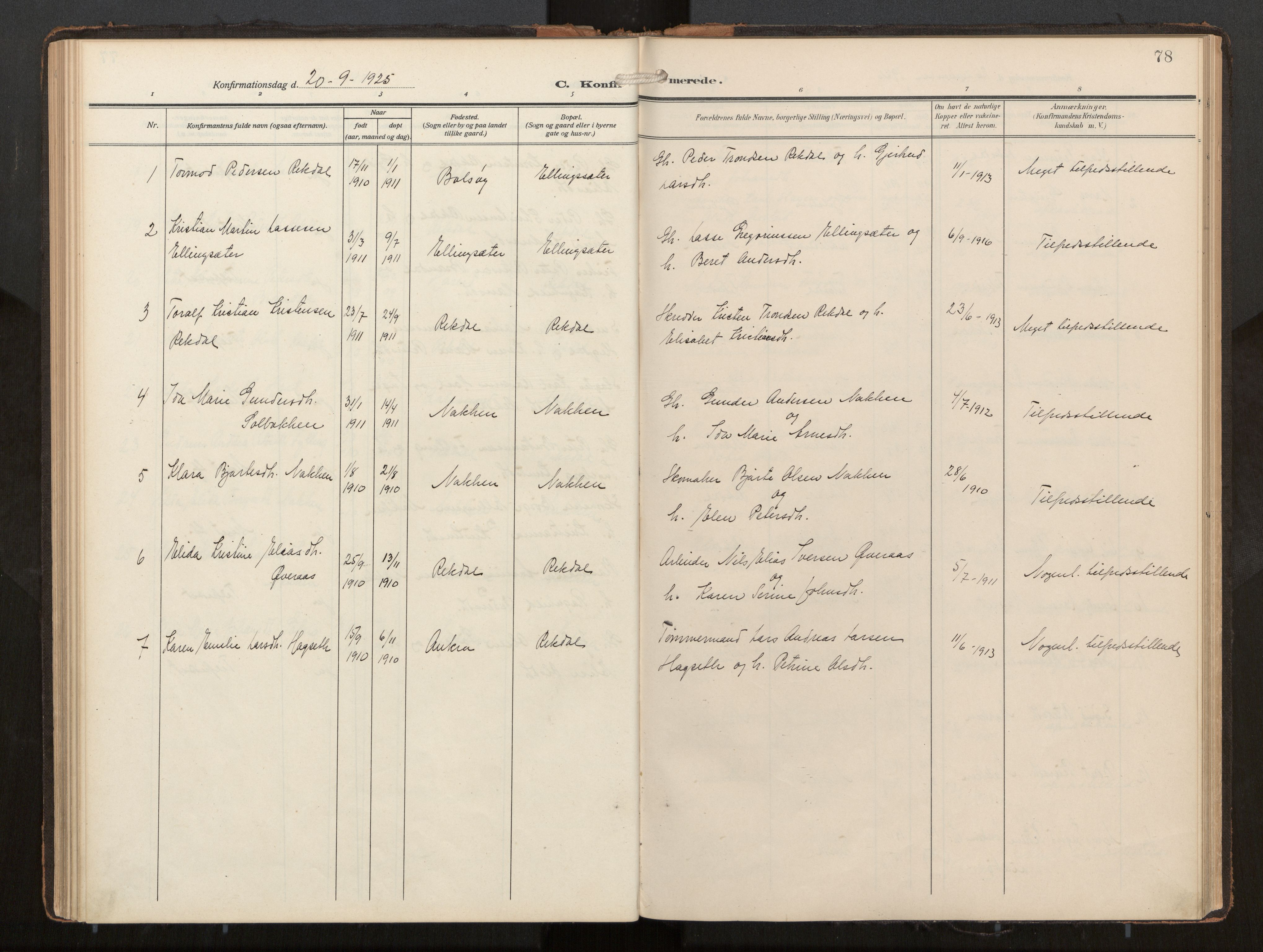 Ministerialprotokoller, klokkerbøker og fødselsregistre - Møre og Romsdal, AV/SAT-A-1454/540/L0540b: Parish register (official) no. 540A03, 1909-1932, p. 78