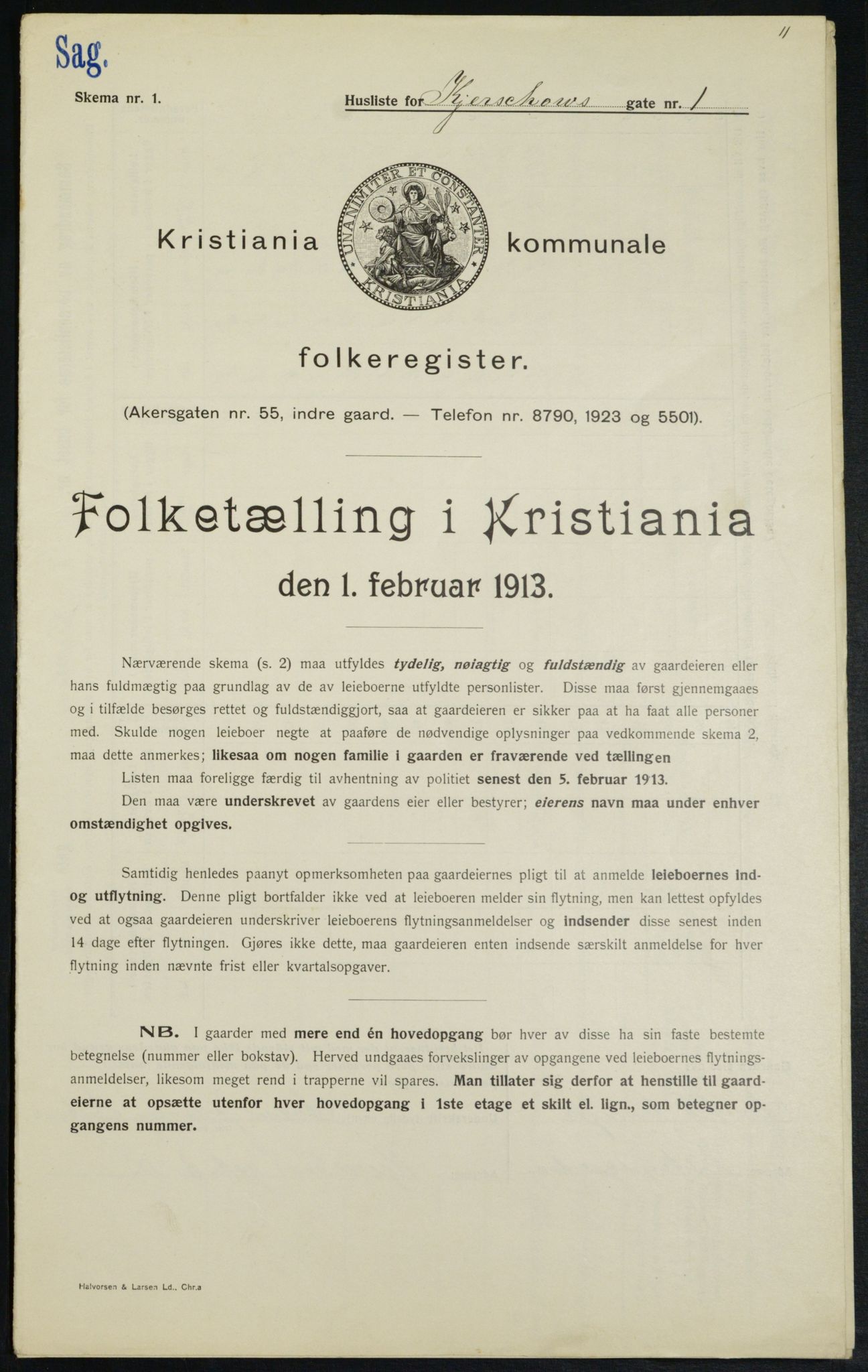 OBA, Municipal Census 1913 for Kristiania, 1913, p. 49161