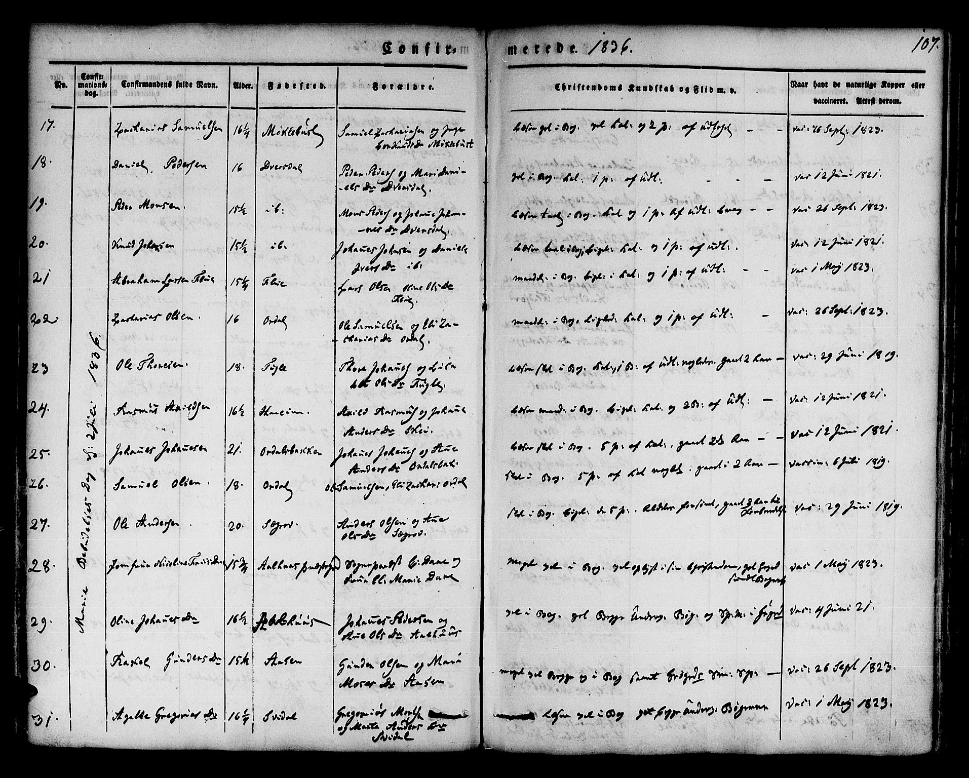 Jølster sokneprestembete, AV/SAB-A-80701/H/Haa/Haaa/L0009: Parish register (official) no. A 9, 1833-1848, p. 107