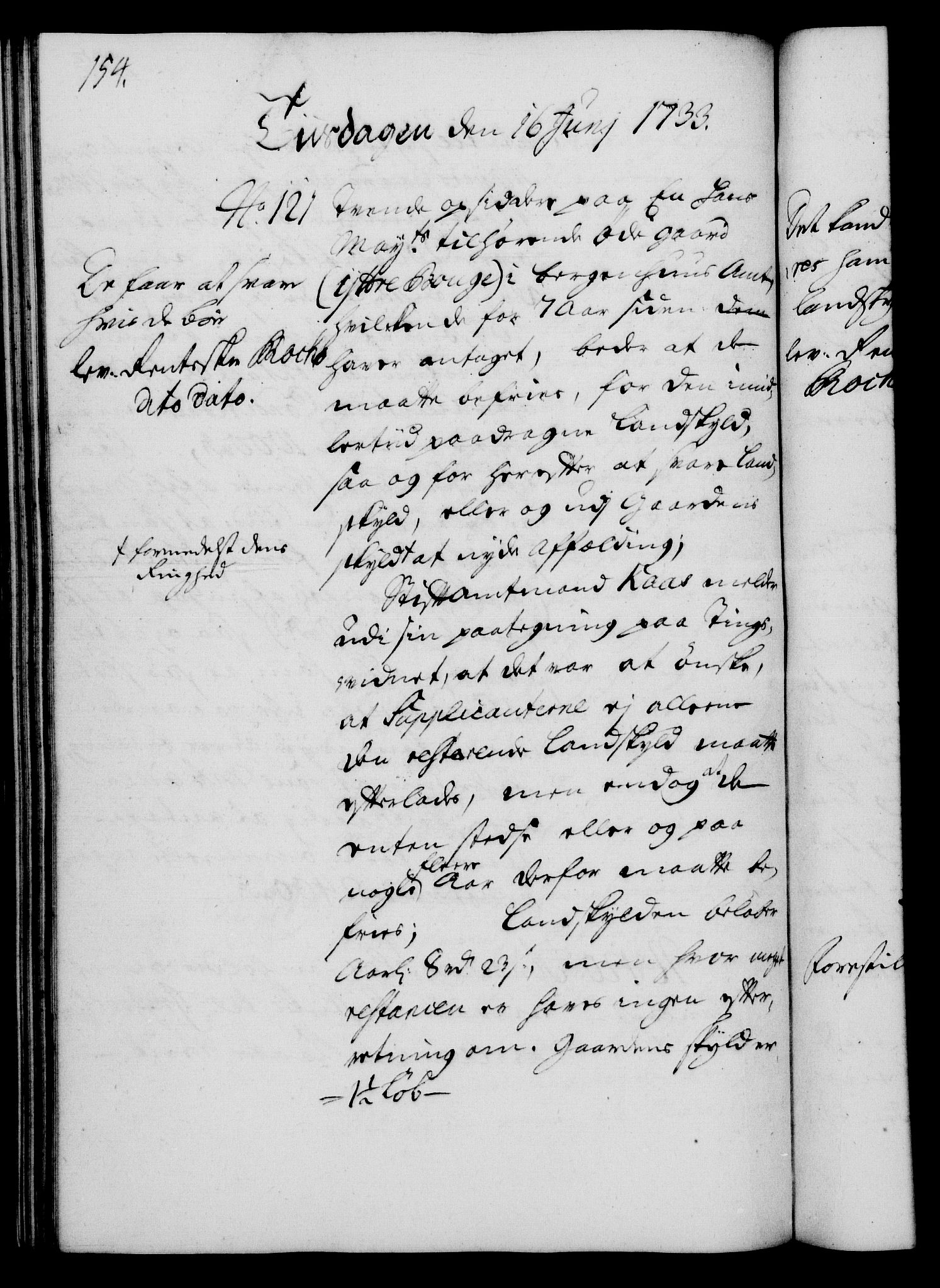 Rentekammeret, Kammerkanselliet, RA/EA-3111/G/Gh/Gha/L0015: Norsk ekstraktmemorialprotokoll (merket RK 53.60), 1733, p. 154