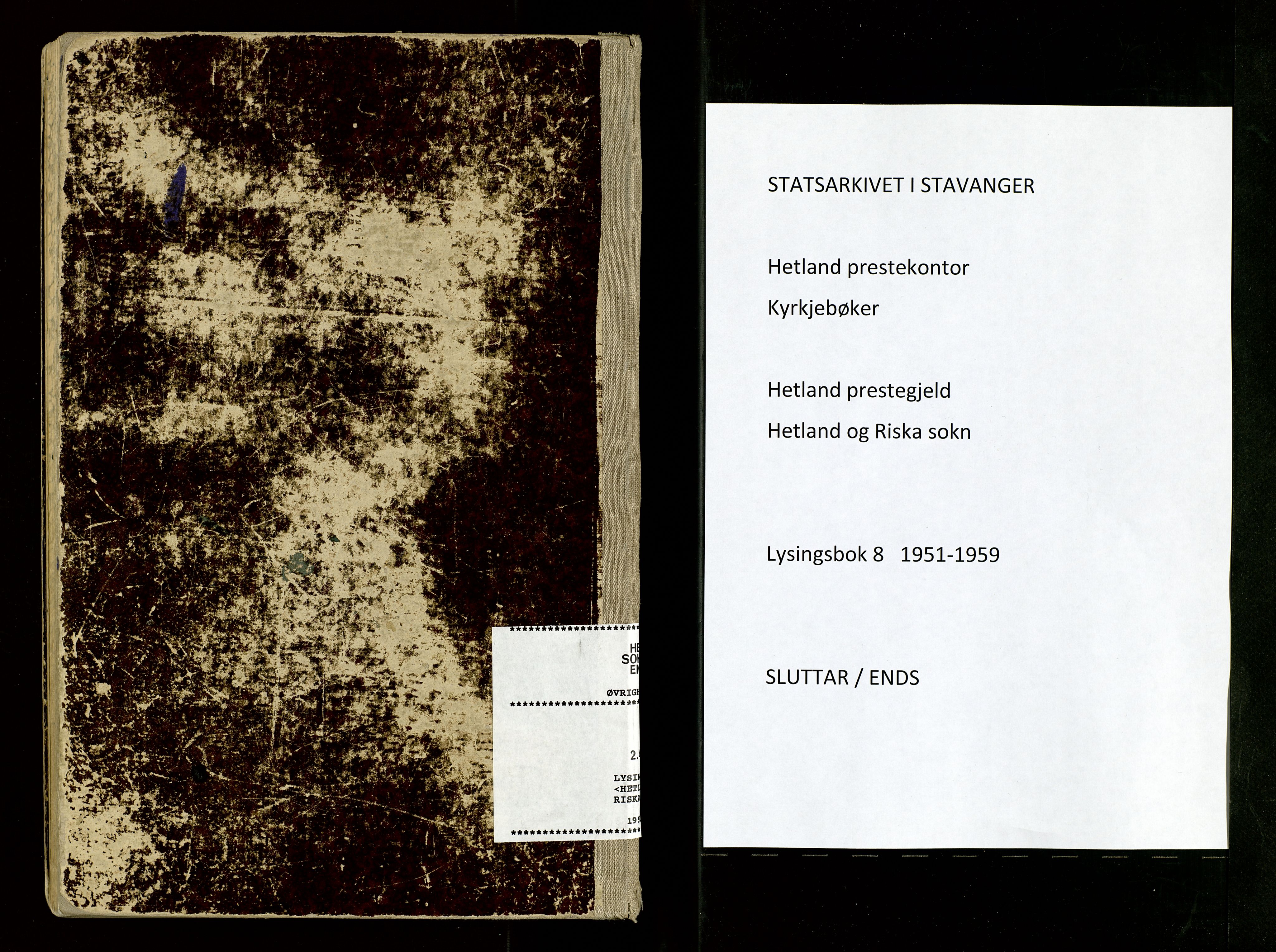 Hetland sokneprestkontor, AV/SAST-A-101826/70/705BA/L0008: Banns register no. 8, 1951-1959