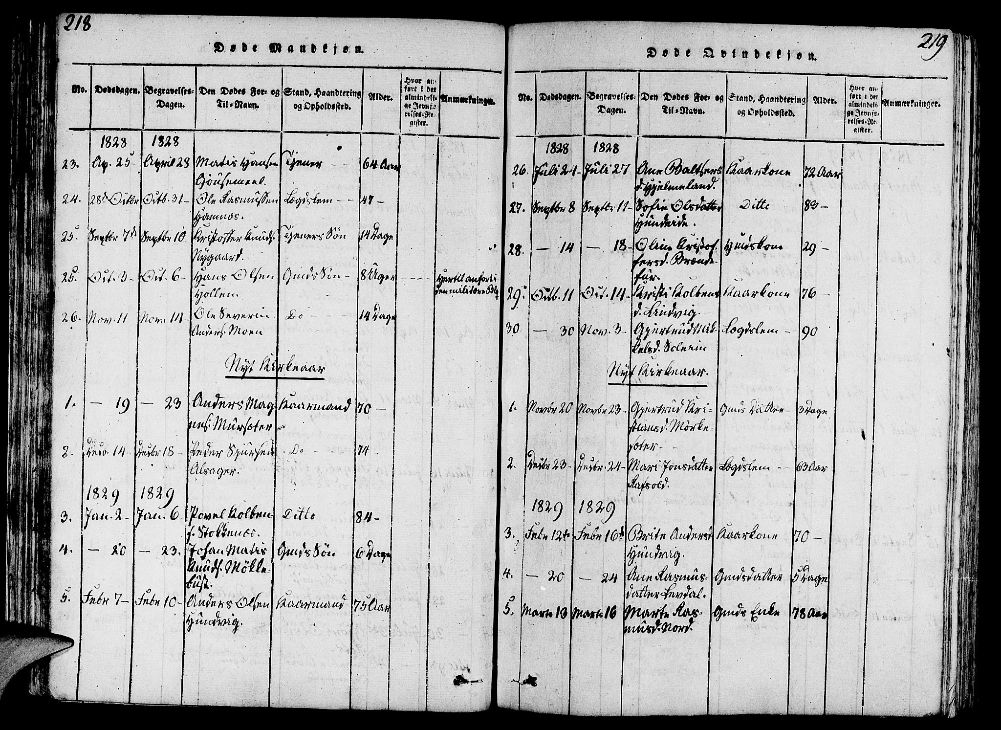 Eid sokneprestembete, AV/SAB-A-82301/H/Haa/Haaa/L0005: Parish register (official) no. A 5, 1816-1830, p. 218-219