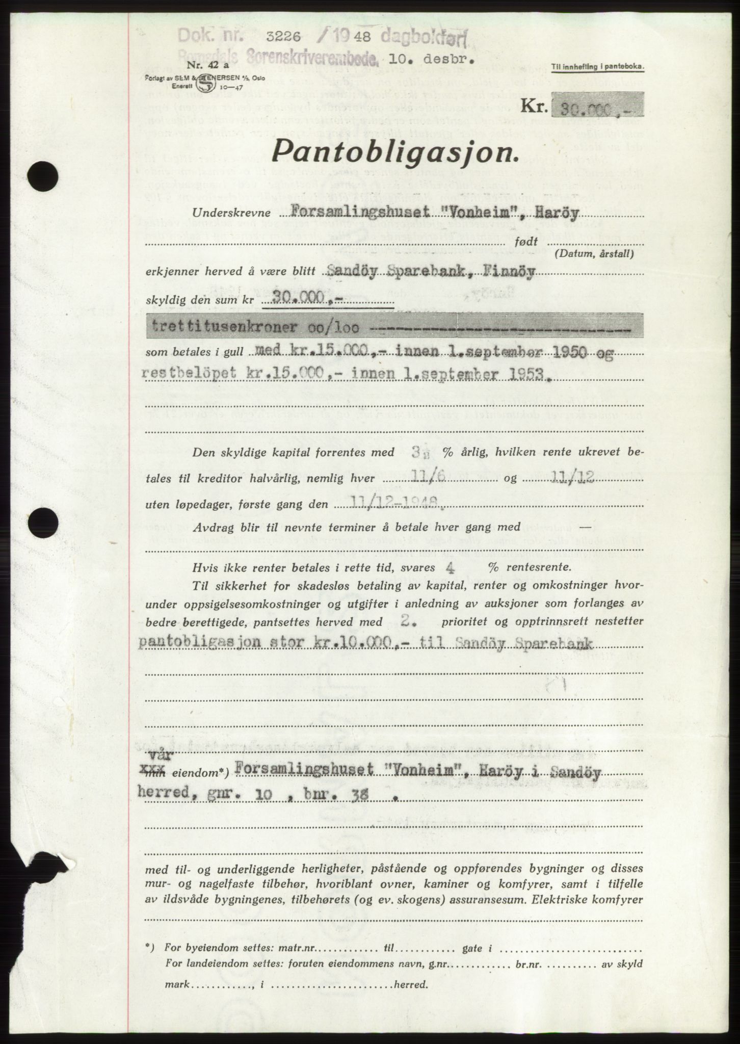 Romsdal sorenskriveri, AV/SAT-A-4149/1/2/2C: Mortgage book no. B4, 1948-1949, Diary no: : 3226/1948