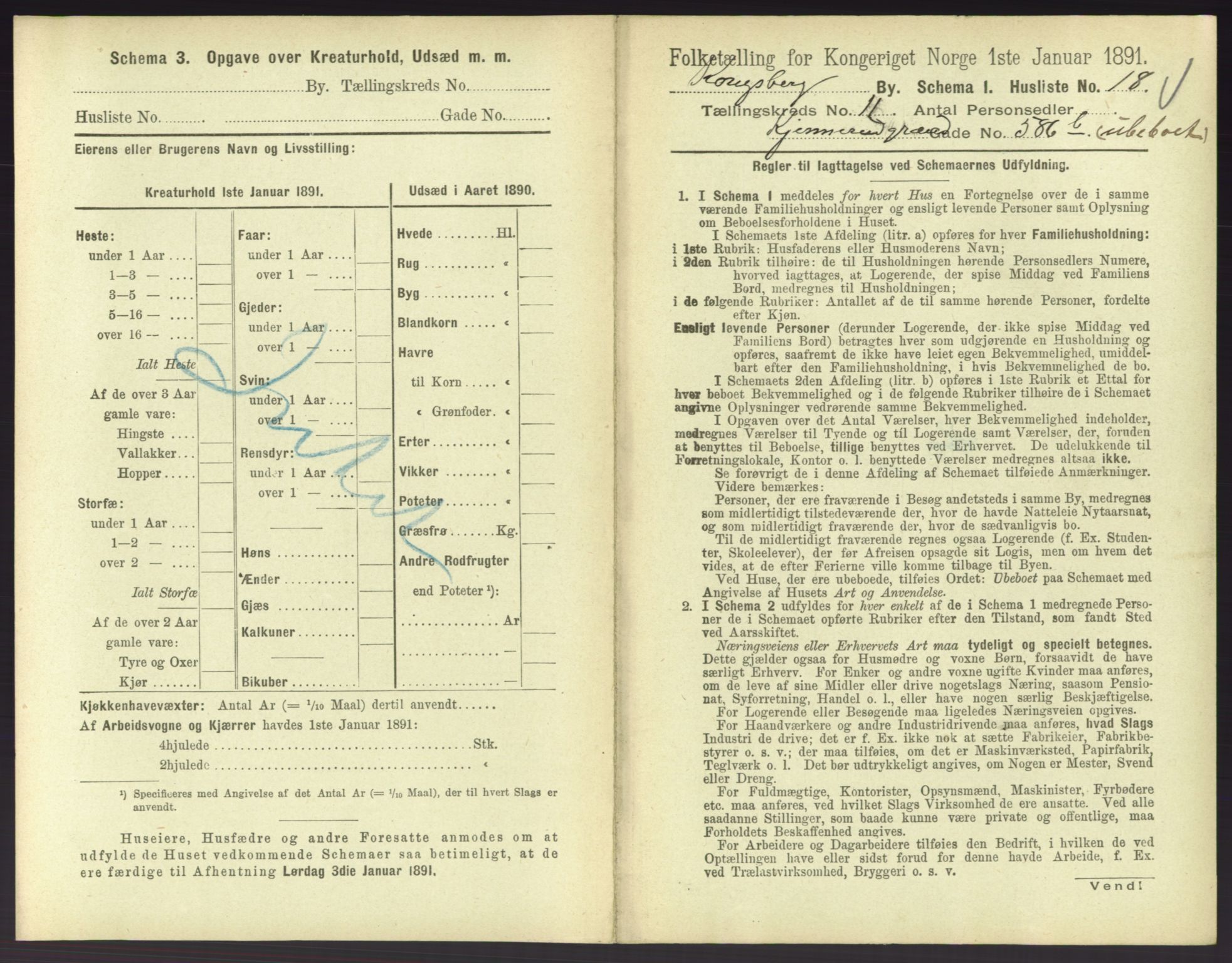 RA, 1891 census for 0604 Kongsberg, 1891, p. 1487