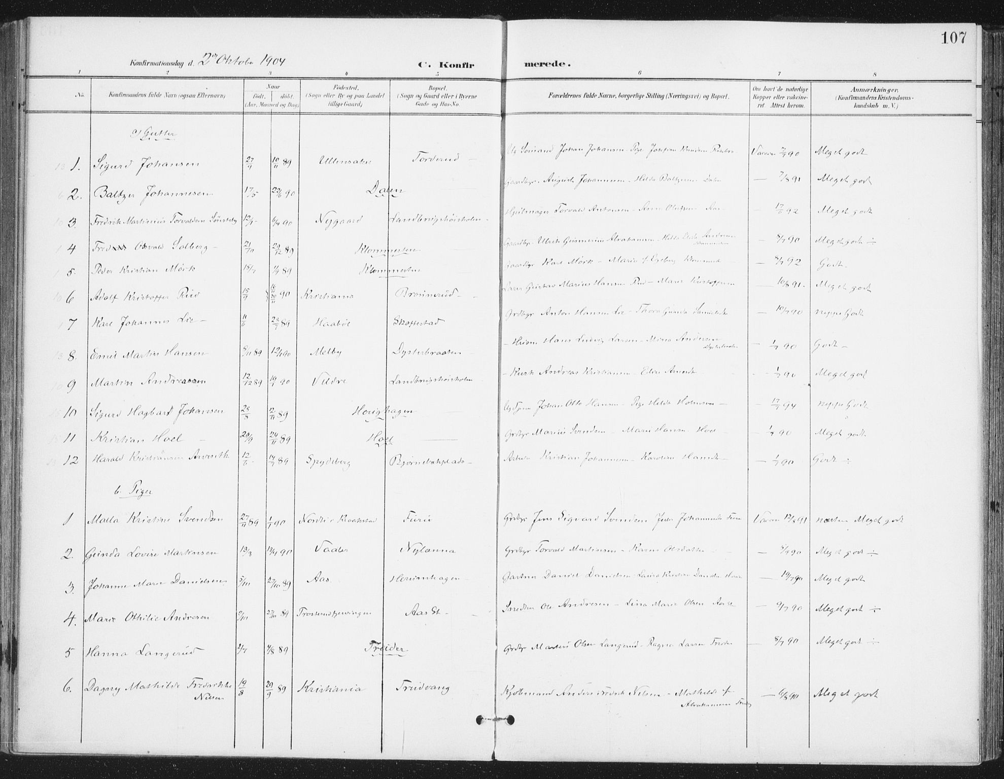 Ås prestekontor Kirkebøker, SAO/A-10894/F/Fa/L0010: Parish register (official) no. I 10, 1900-1918, p. 107