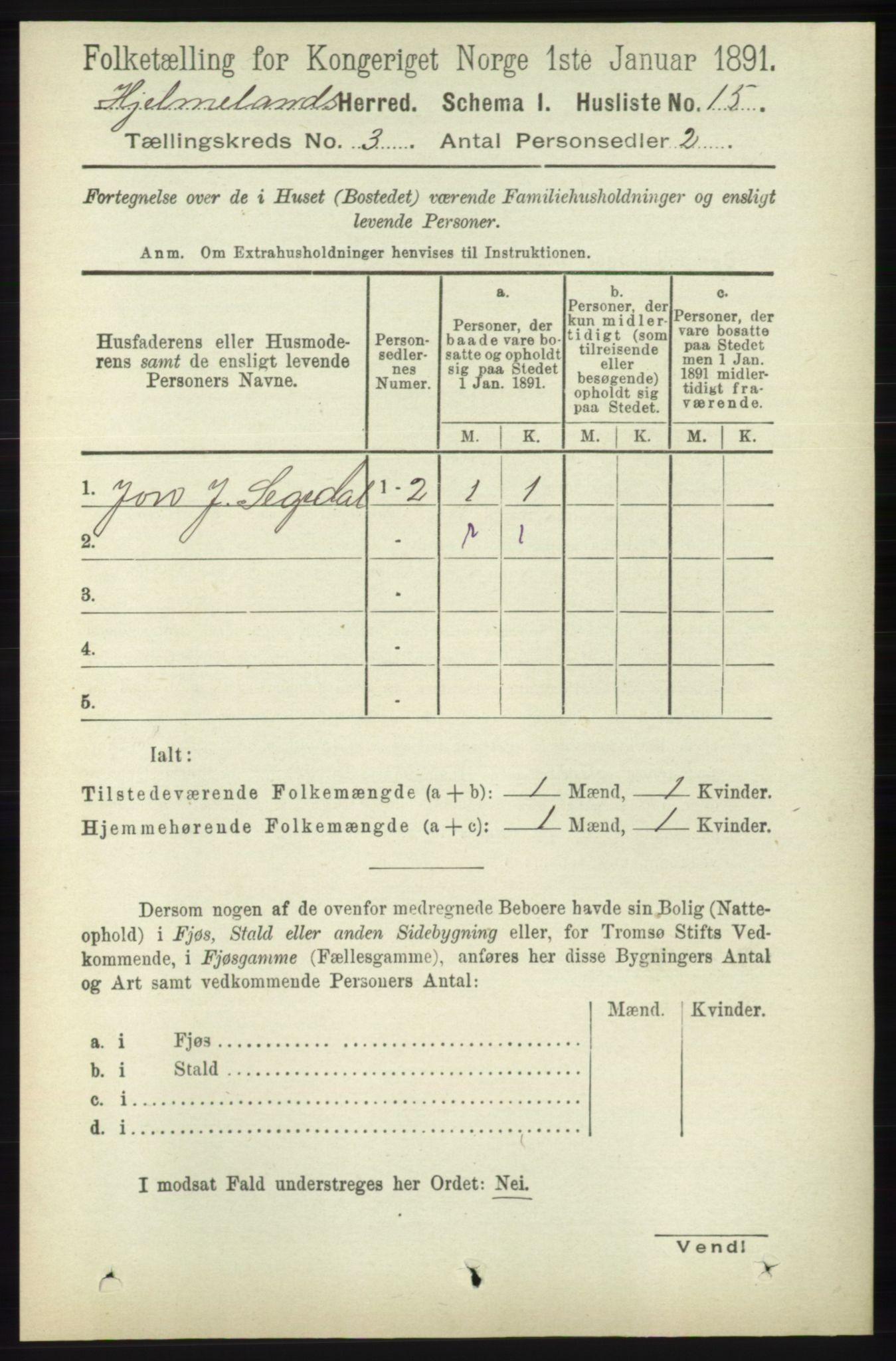 RA, 1891 census for 1133 Hjelmeland, 1891, p. 706