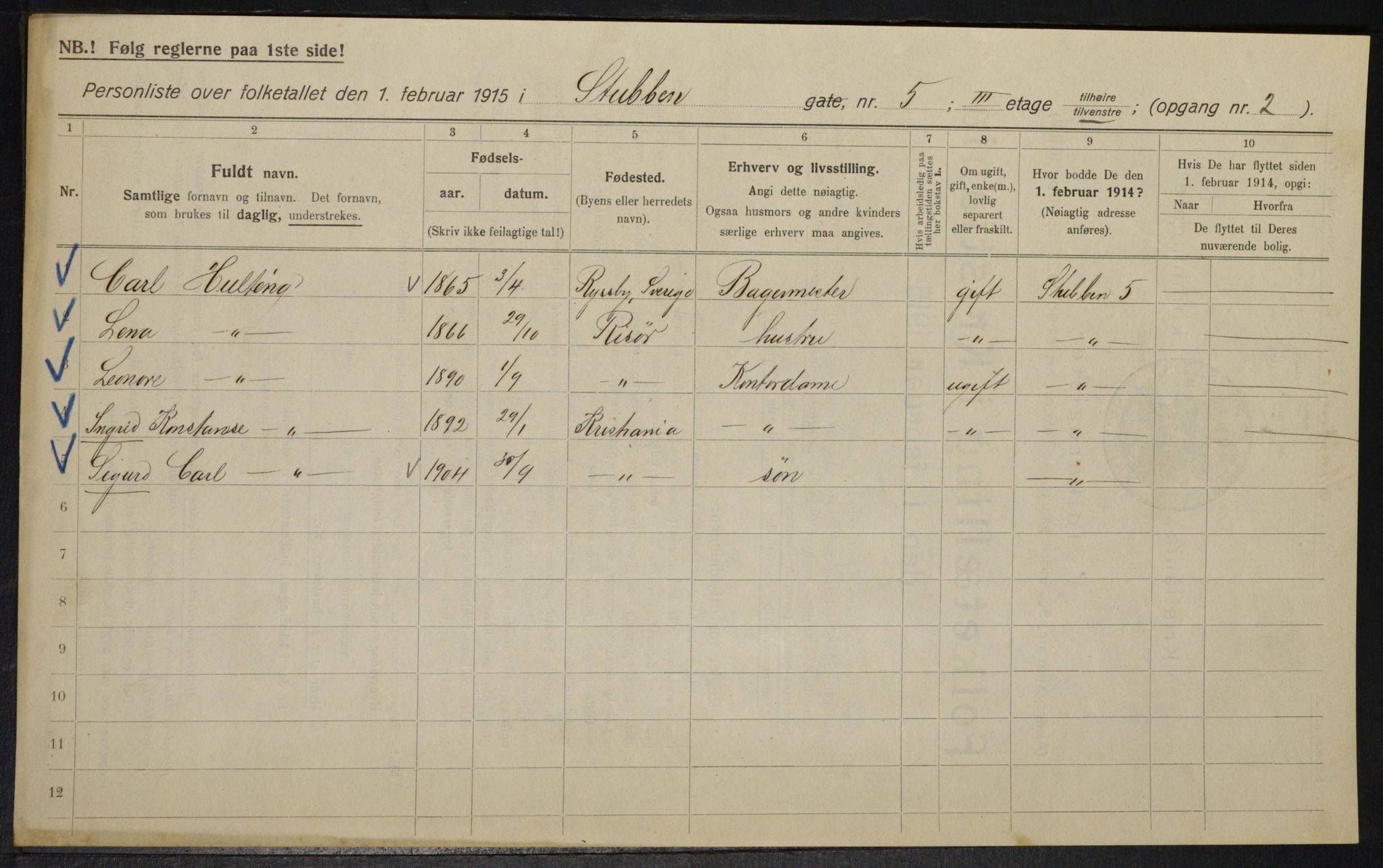 OBA, Municipal Census 1915 for Kristiania, 1915, p. 104681