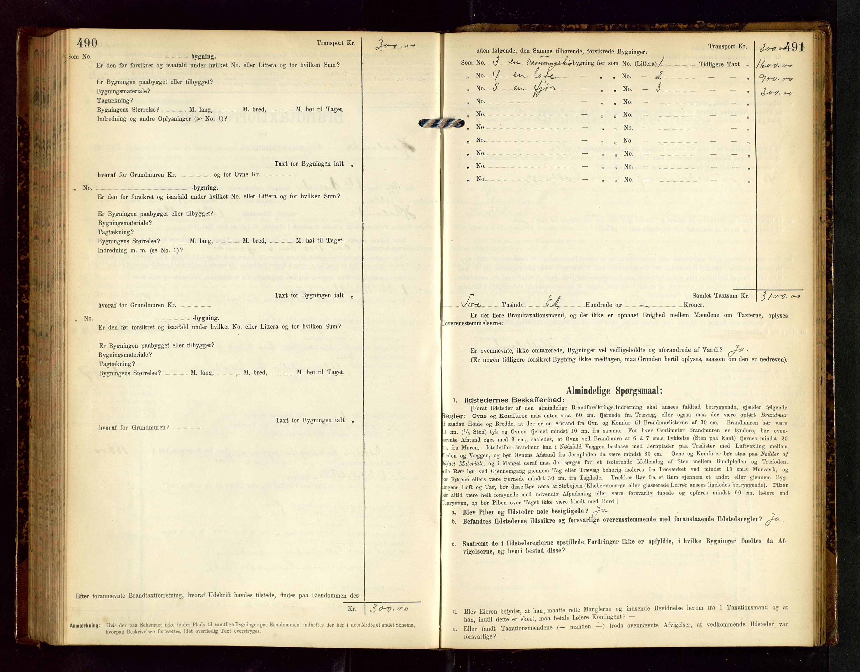 Håland lensmannskontor, SAST/A-100100/Gob/L0002: Branntakstprotokoll - skjematakst. Register i boken., 1902-1906, p. 490-491
