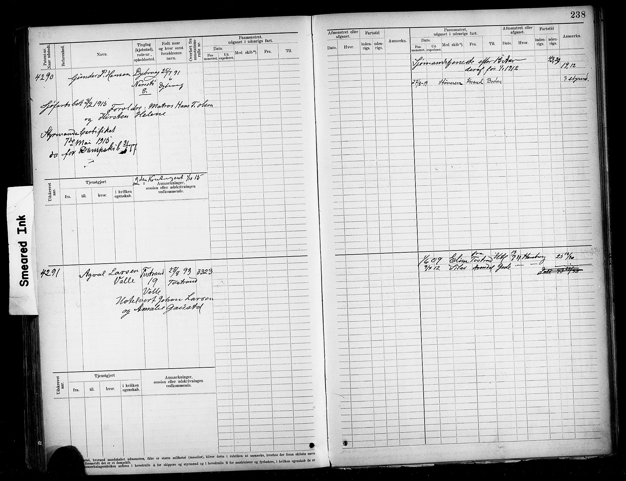 Tvedestrand mønstringskrets, SAK/2031-0011/F/Fb/L0020: Hovedrulle A nr 3819-4409, U-36, 1906-1918, p. 246