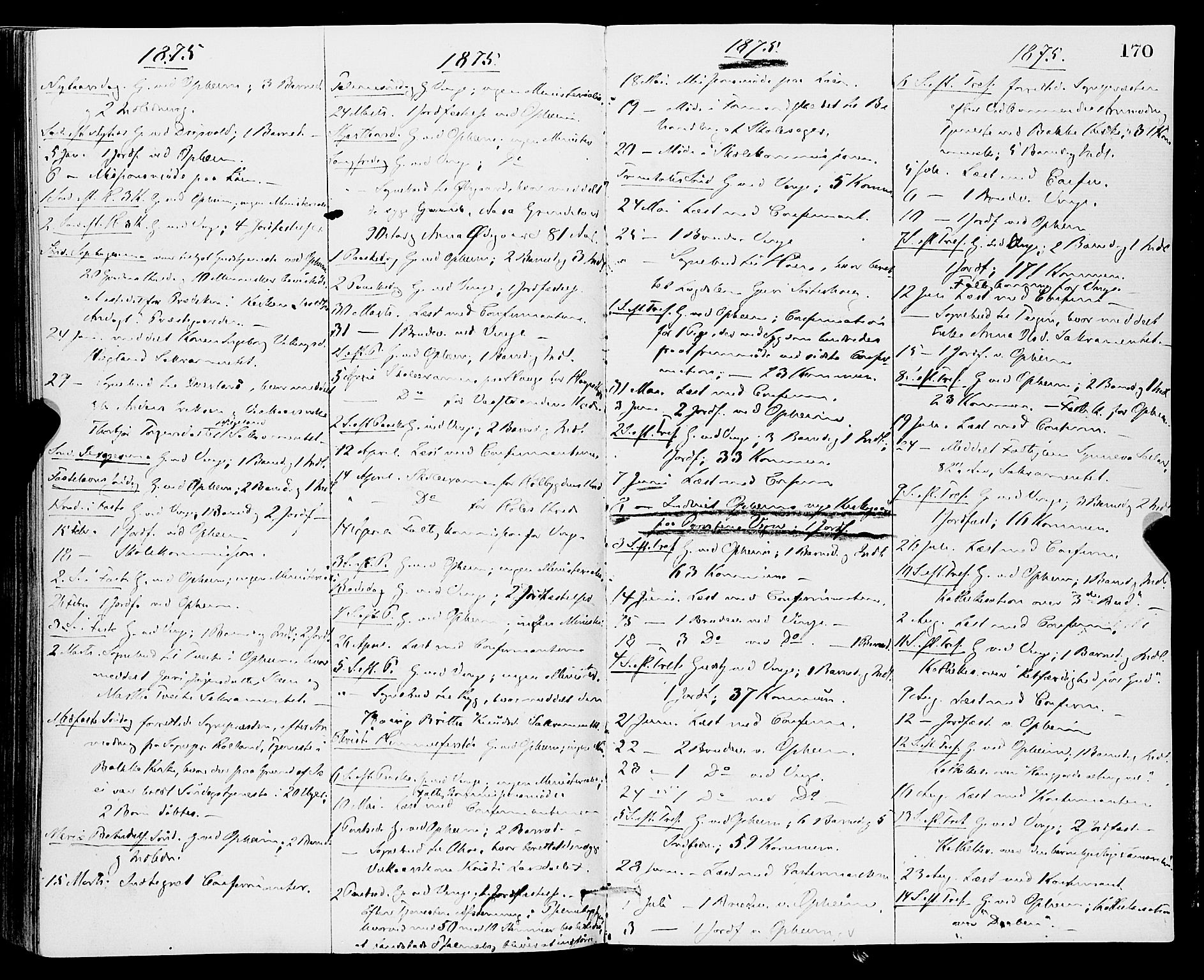 Vossestrand Sokneprestembete, SAB/A-79101/H/Haa: Parish register (official) no. A 1, 1866-1877, p. 170