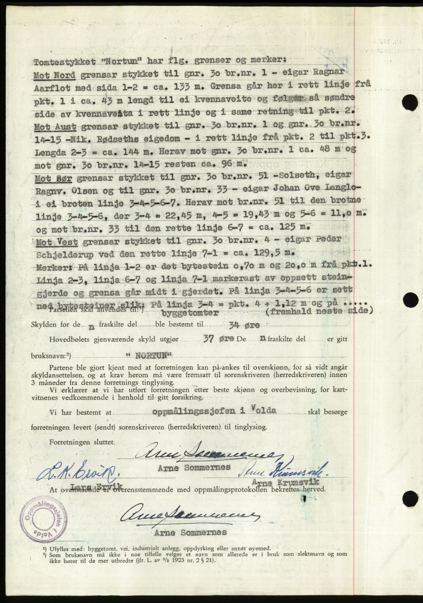 Søre Sunnmøre sorenskriveri, AV/SAT-A-4122/1/2/2C/L0097: Mortgage book no. 23A, 1954-1954, Diary no: : 154/1954