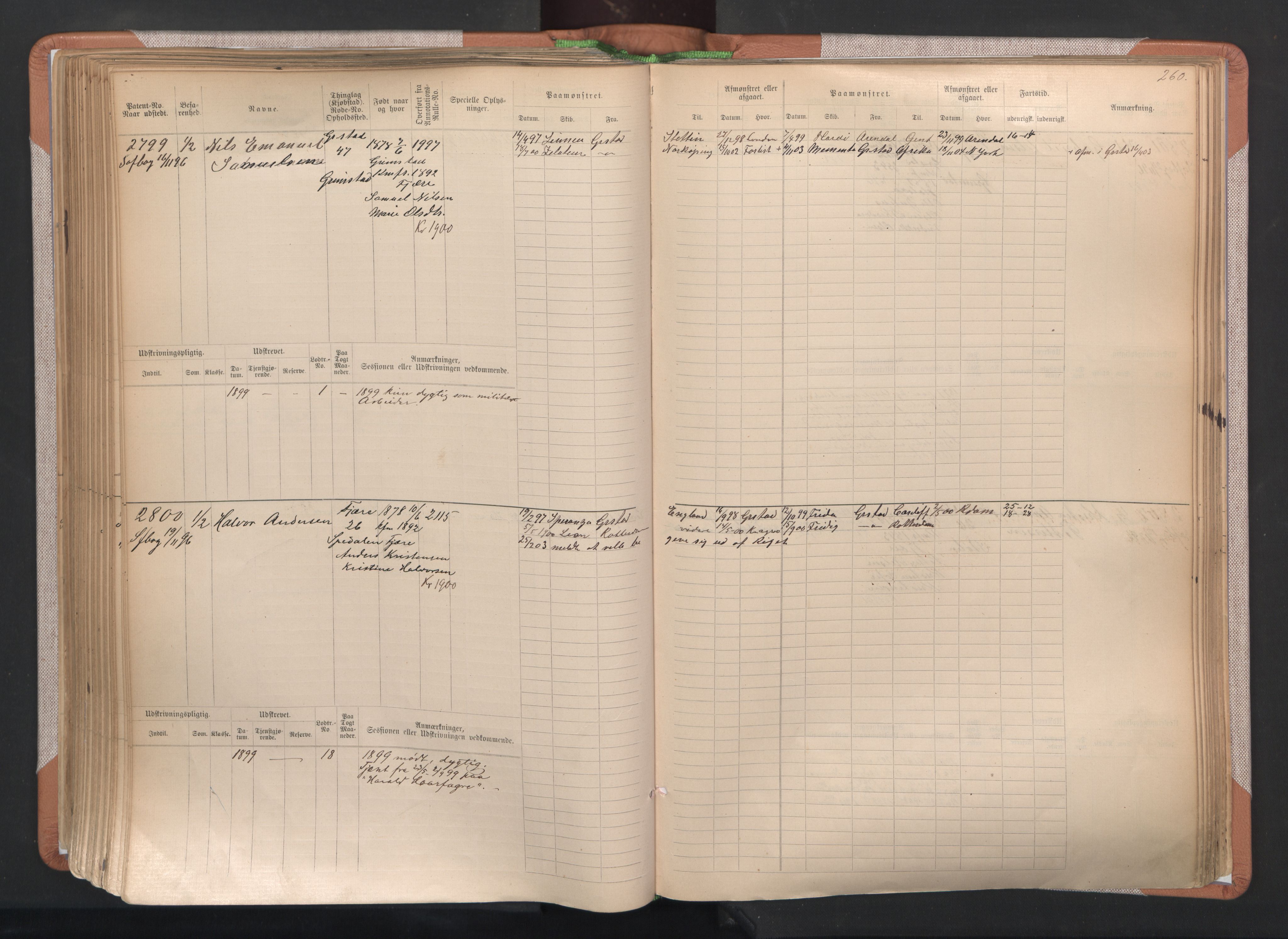 Grimstad mønstringskrets, AV/SAK-2031-0013/F/Fb/L0004: Hovedrulle A nr 2277-3042, F-7, 1889-1940, p. 268