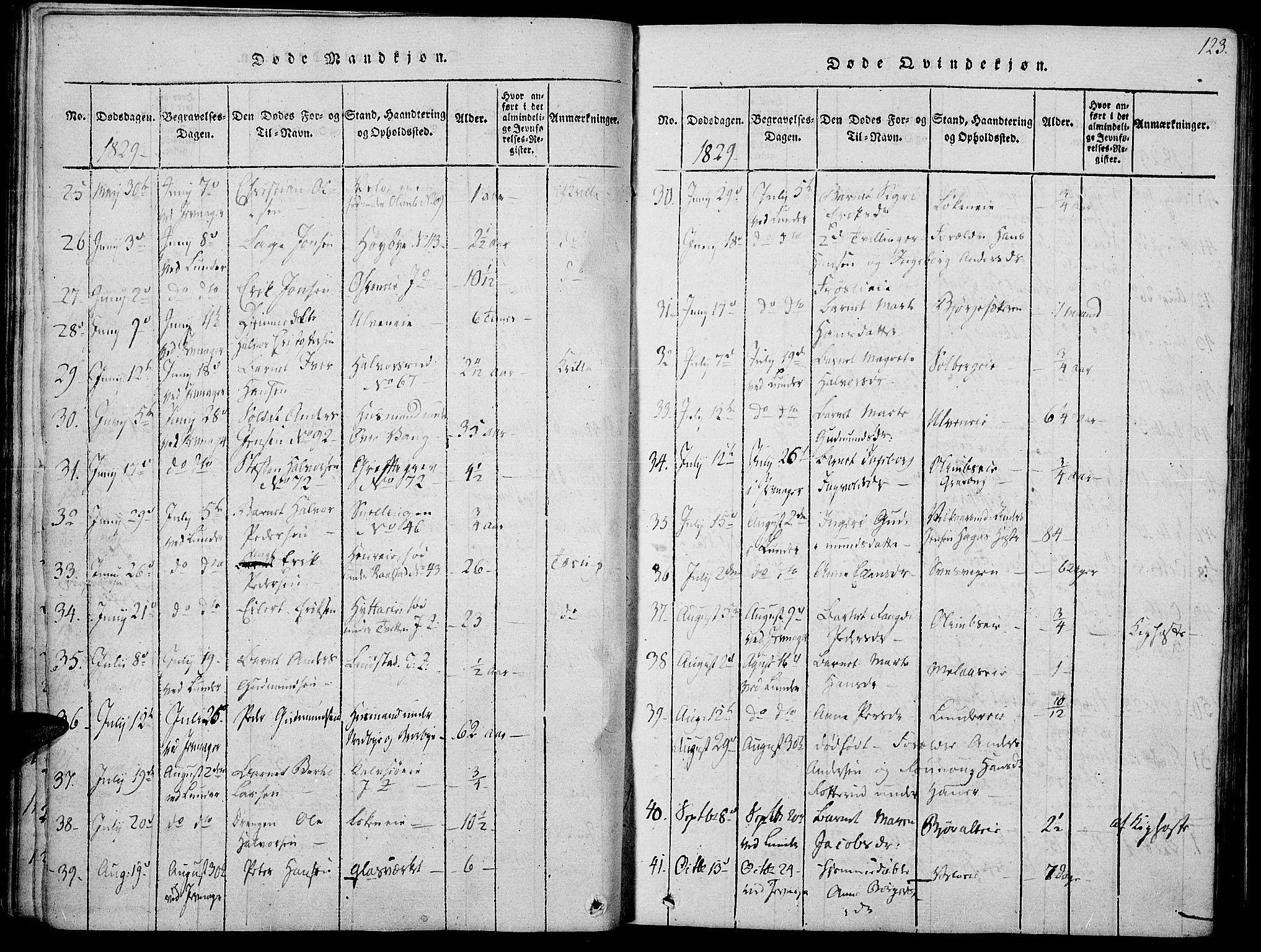 Jevnaker prestekontor, SAH/PREST-116/H/Ha/Haa/L0005: Parish register (official) no. 5, 1815-1837, p. 123