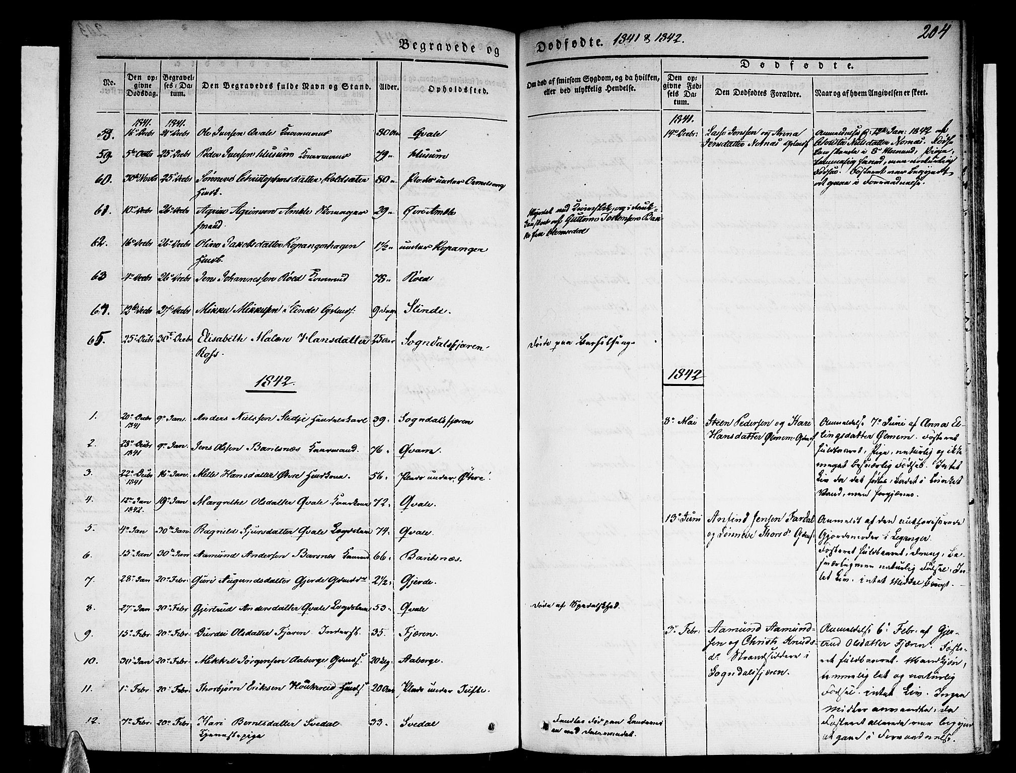 Sogndal sokneprestembete, SAB/A-81301/H/Haa/Haaa/L0011: Parish register (official) no. A 11, 1839-1847, p. 204