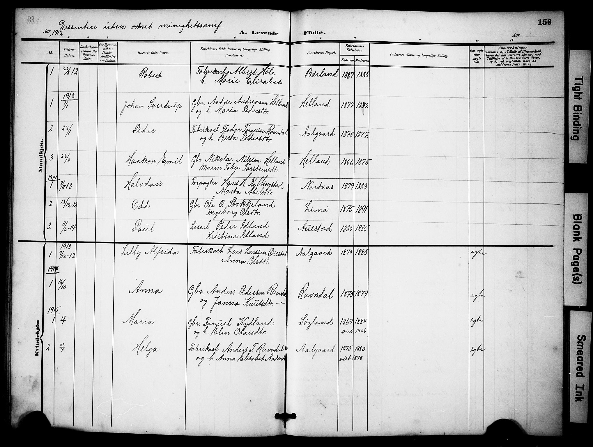 Lye sokneprestkontor, SAST/A-101794/001/30BB/L0009: Parish register (copy) no. B 9, 1902-1923, p. 156