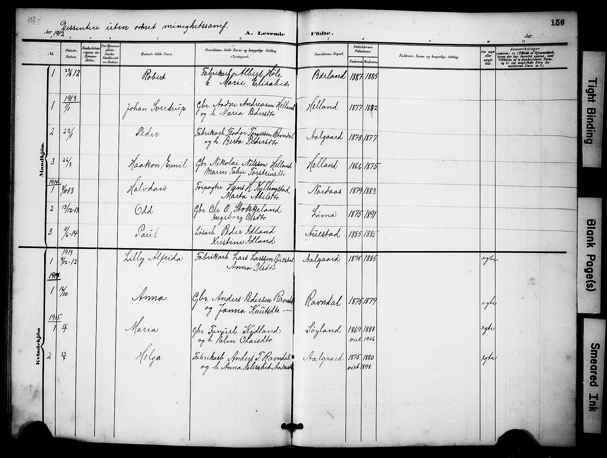 Lye sokneprestkontor, AV/SAST-A-101794/001/30BB/L0009: Parish register (copy) no. B 9, 1902-1923, p. 156