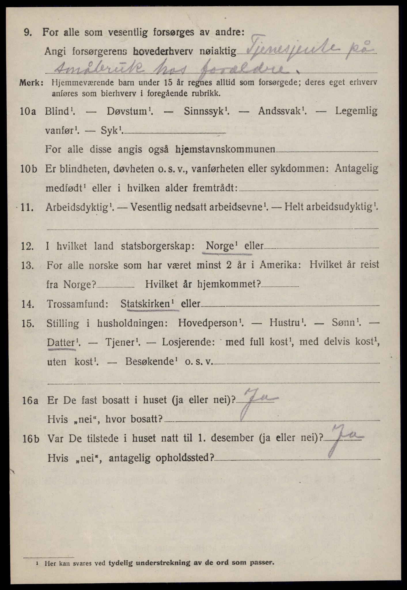 SAT, 1920 census for Vatne, 1920, p. 2659