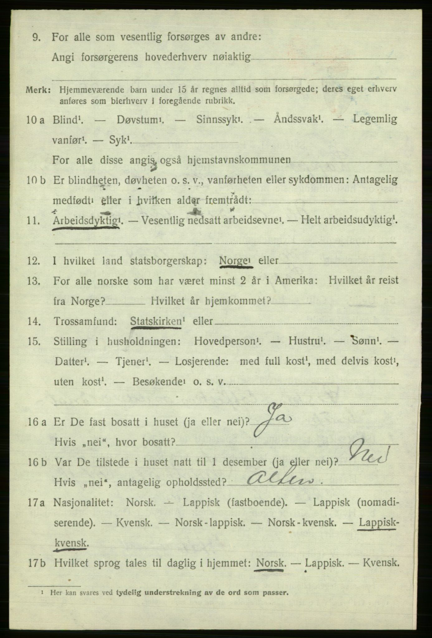SATØ, 1920 census for Loppa, 1920, p. 2735